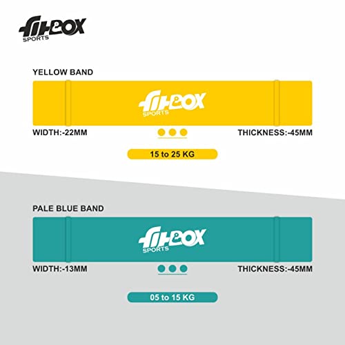 FitBox Sports Natural Rubber Resistance and Pull Up Band (15Kg to 25Kg- Yellow) Cross Training Exercise Band for Home Gym Fitness | Loop Band | Stretching Band | for Men & Women