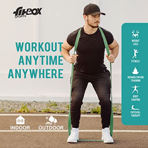 FitBox Sports Natural Rubber Resistance and Pull Up Band (15Kg to 25Kg- Yellow) Cross Training Exercise Band for Home Gym Fitness | Loop Band | Stretching Band | for Men & Women