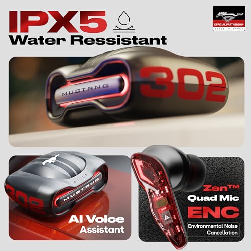 GOBOULT Mustang Torq Wireless in Ear Earbuds with 60H Playtime, App Support, Quad Mic ENC, 45ms Low Latency, 13mm Driver, Breathing LEDs,Touch Controls, Made in India, IPX5, Ear buds Wireless (Yellow)