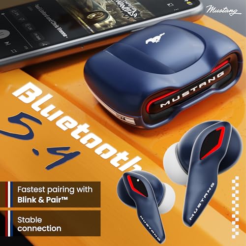 GOBOULT Mustang Torq Wireless in Ear Earbuds with 60H Playtime, App Support, Quad Mic ENC, 45ms Low Latency, 13mm Driver, Breathing LEDs,Touch Controls, Made in India, IPX5, Ear buds Wireless (Yellow)