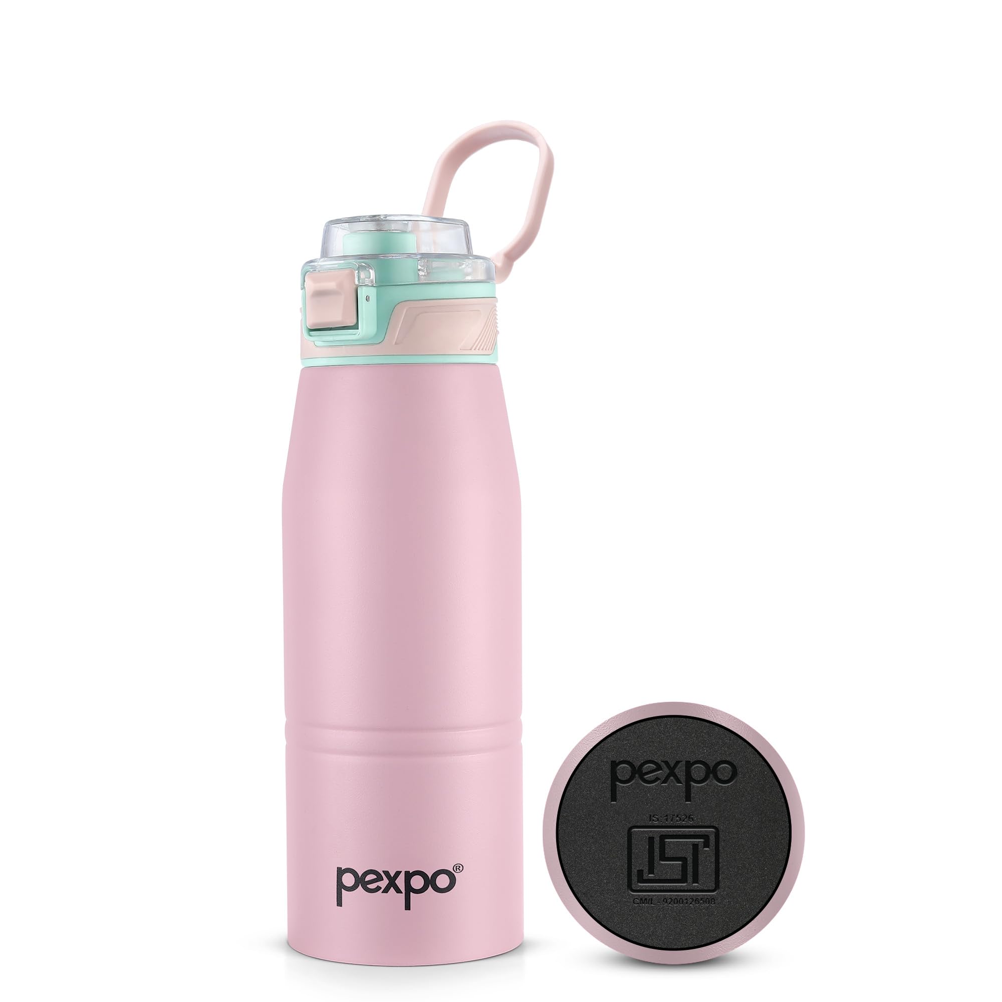 Pexpo Bravo 1000 ISI Certified Stainless Steel Water Bottle - 980ml | Double Wall Vacuum Insulated Flask | Hot & Cold Thermos | Leakproof | Ideal for Home, Office, Gym, Outings - Military Green