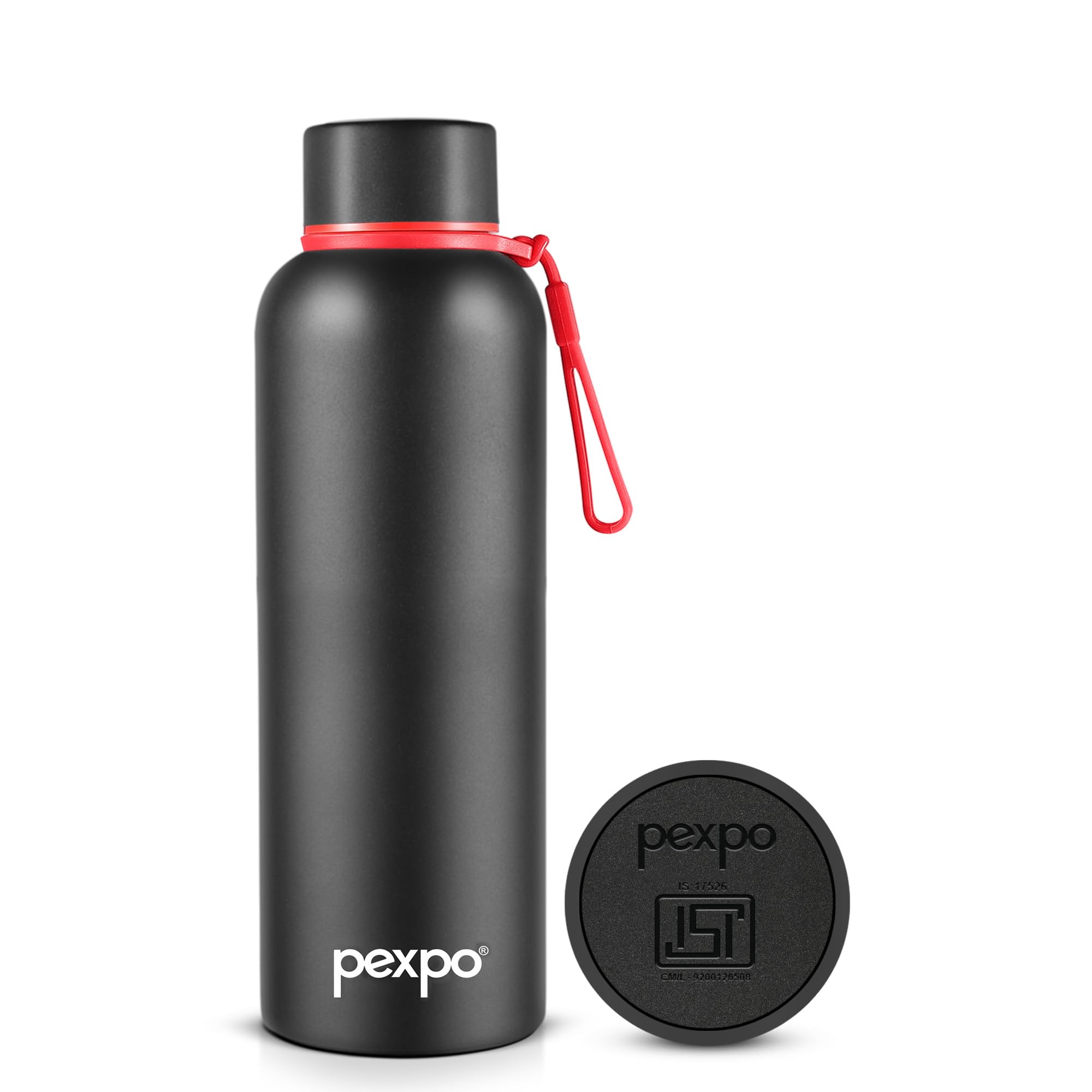 Pexpo Bravo 1000 ISI Certified Stainless Steel Water Bottle - 980ml | Double Wall Vacuum Insulated Flask | Hot & Cold Thermos | Leakproof | Ideal for Home, Office, Gym, Outings - Military Green