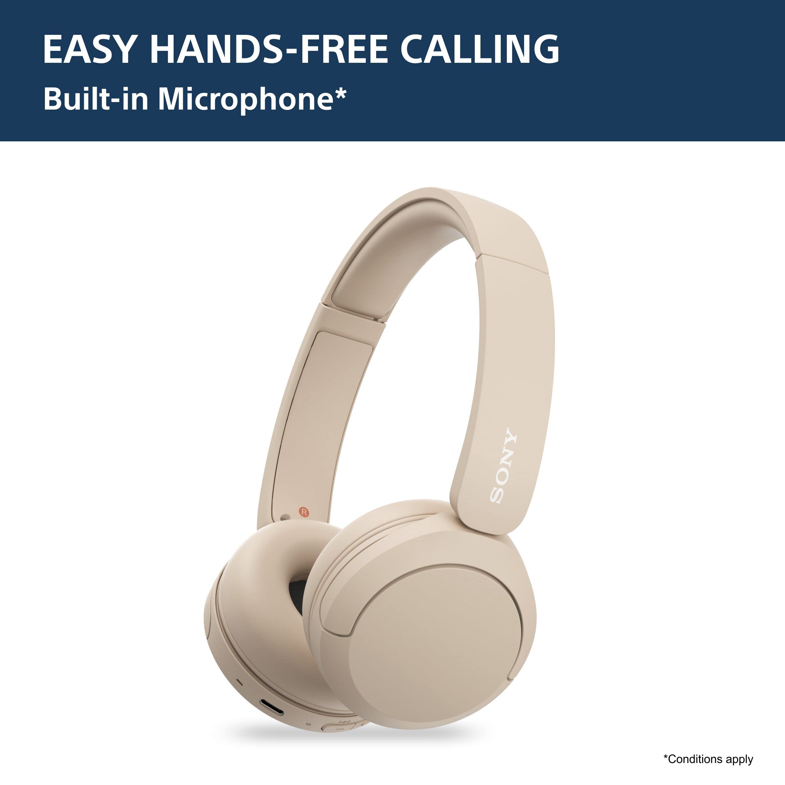 Sony WH-CH520 Wireless Bluetooth Headphones On Ear with Mic, Up to 50Hrs Battery, Quick Charge, DSEE Upscale, Multipoint Connectivity, Voice Assistant, Customized EQ-Blue