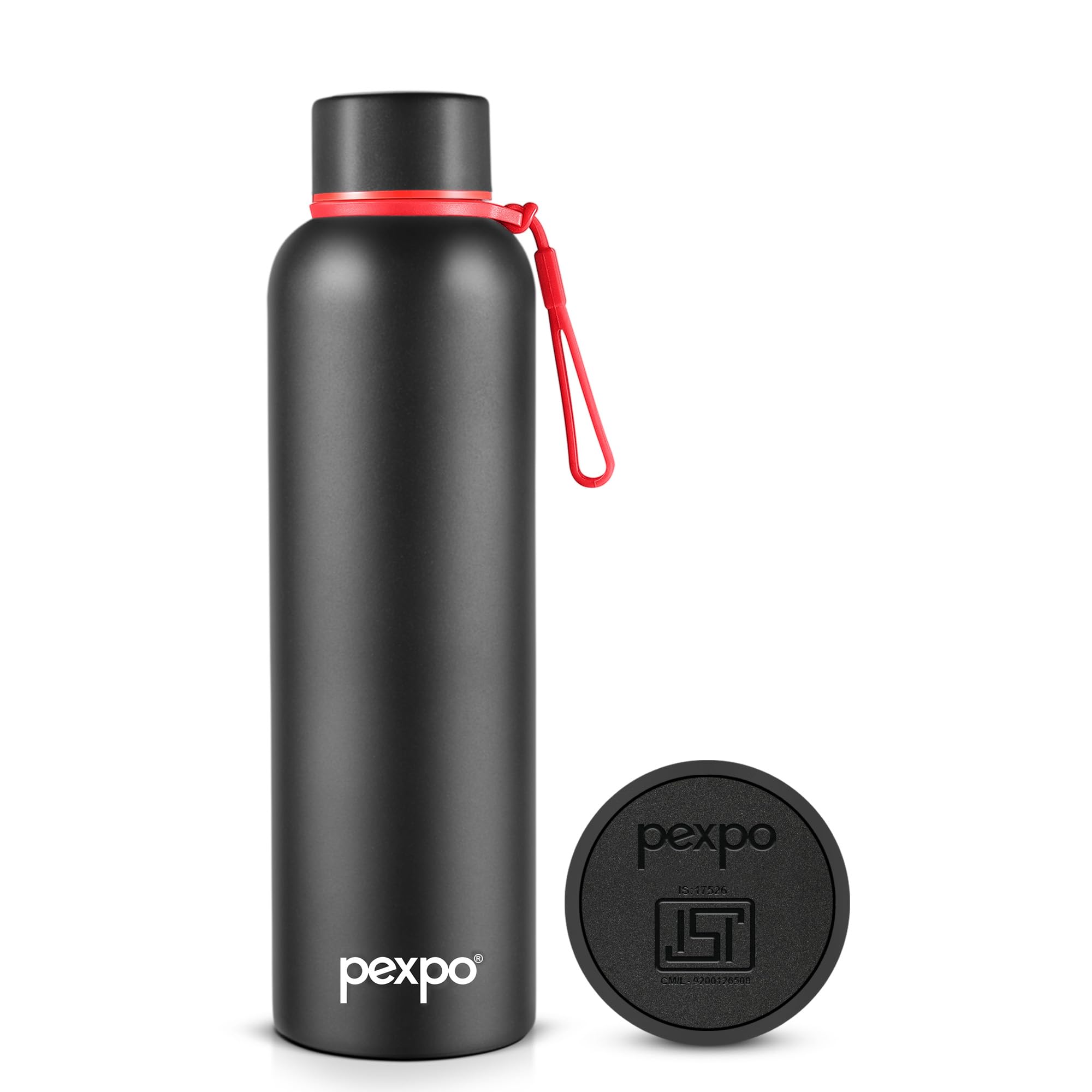 Pexpo Bravo 1000 ISI Certified Stainless Steel Water Bottle - 980ml | Double Wall Vacuum Insulated Flask | Hot & Cold Thermos | Leakproof | Ideal for Home, Office, Gym, Outings - Military Green