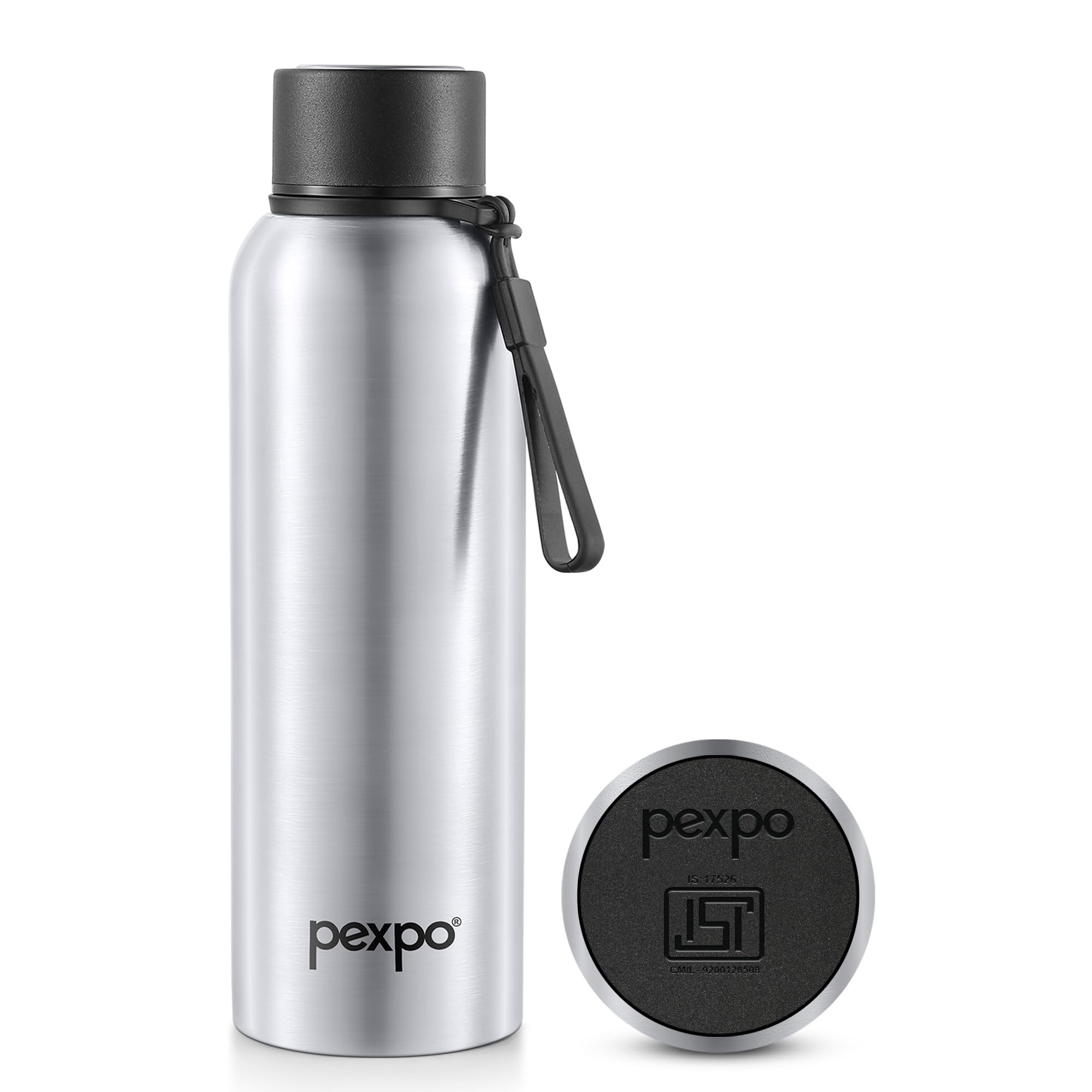 Pexpo Bravo 1000 ISI Certified Stainless Steel Water Bottle - 980ml | Double Wall Vacuum Insulated Flask | Hot & Cold Thermos | Leakproof | Ideal for Home, Office, Gym, Outings - Military Green