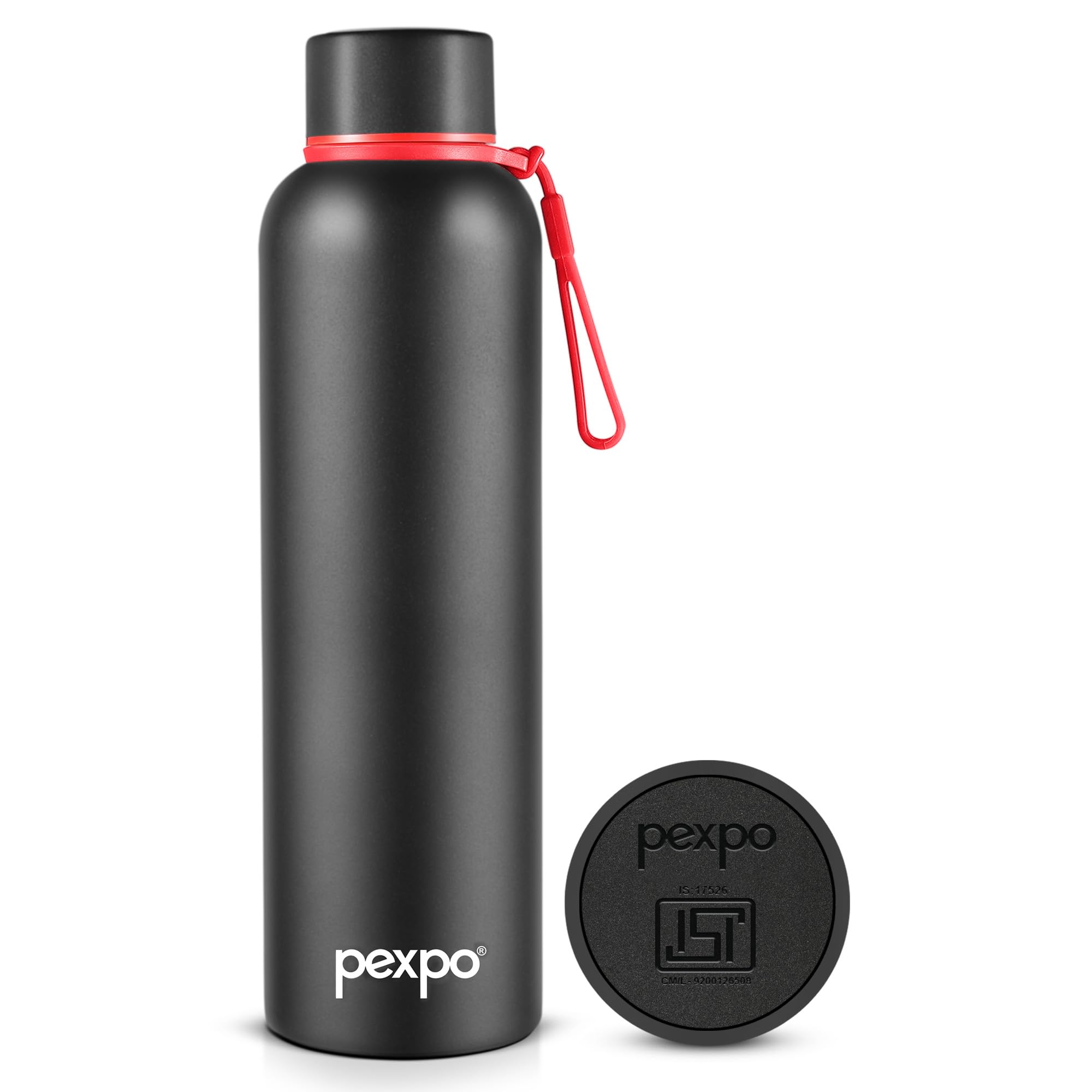 Pexpo Bravo 1000 ISI Certified Stainless Steel Water Bottle - 980ml | Double Wall Vacuum Insulated Flask | Hot & Cold Thermos | Leakproof | Ideal for Home, Office, Gym, Outings - Military Green