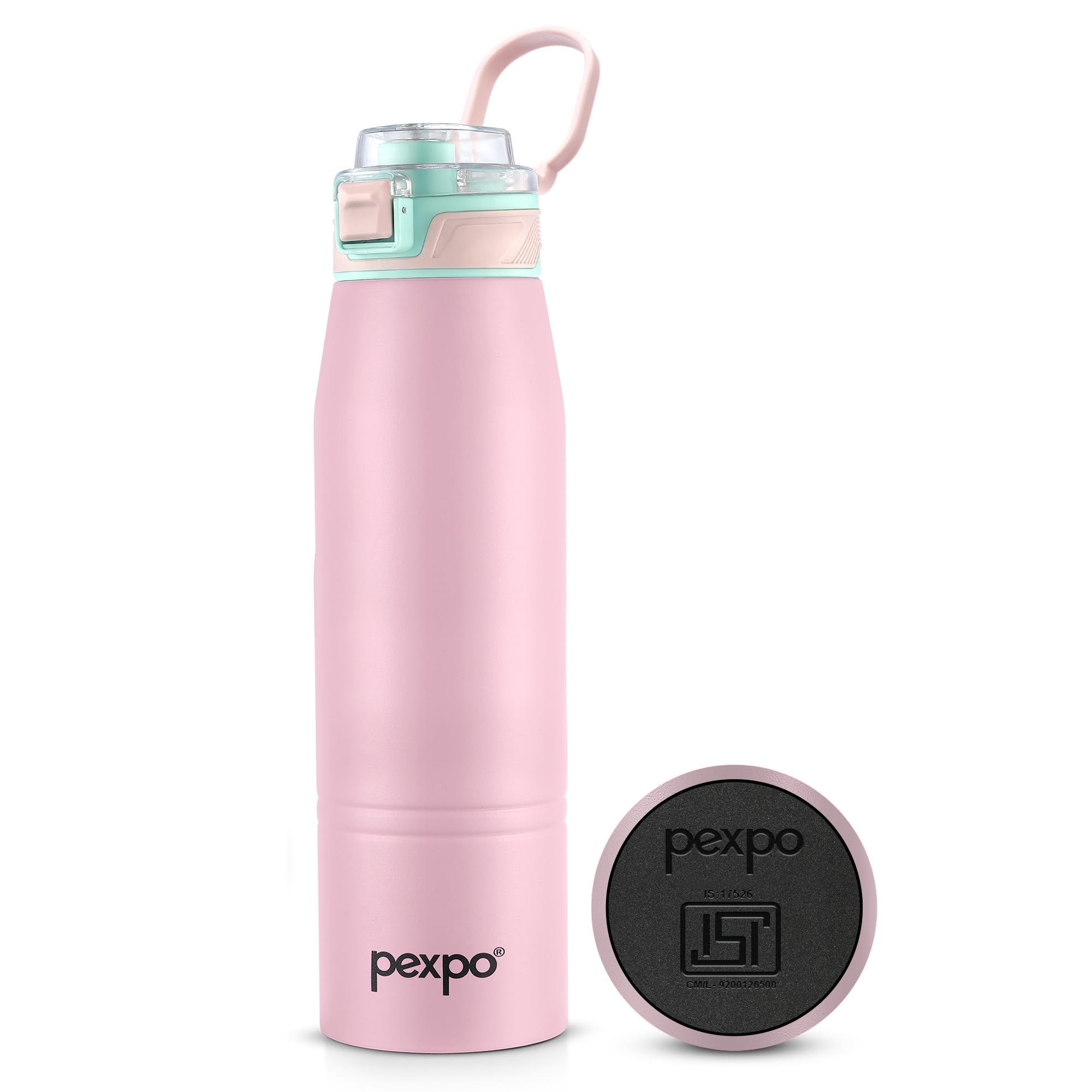 Pexpo Bravo 1000 ISI Certified Stainless Steel Water Bottle - 980ml | Double Wall Vacuum Insulated Flask | Hot & Cold Thermos | Leakproof | Ideal for Home, Office, Gym, Outings - Military Green