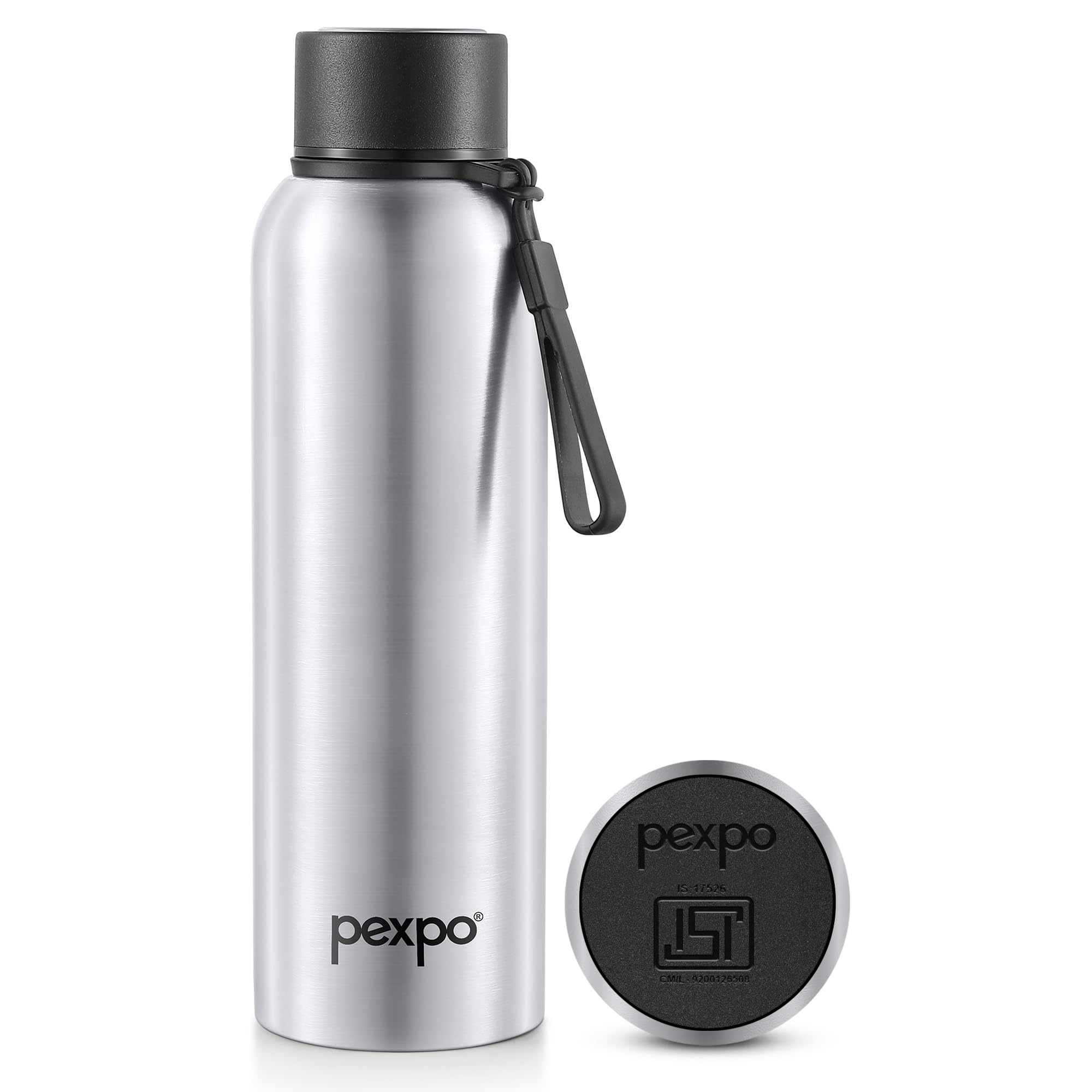 Pexpo Bravo 1000 ISI Certified Stainless Steel Water Bottle - 980ml | Double Wall Vacuum Insulated Flask | Hot & Cold Thermos | Leakproof | Ideal for Home, Office, Gym, Outings - Military Green