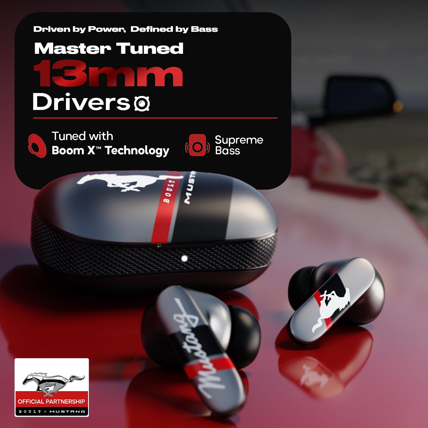 GOBOULT Mustang Torq Wireless in Ear Earbuds with 60H Playtime, App Support, Quad Mic ENC, 45ms Low Latency, 13mm Driver, Breathing LEDs,Touch Controls, Made in India, IPX5, Ear buds Wireless (Yellow)