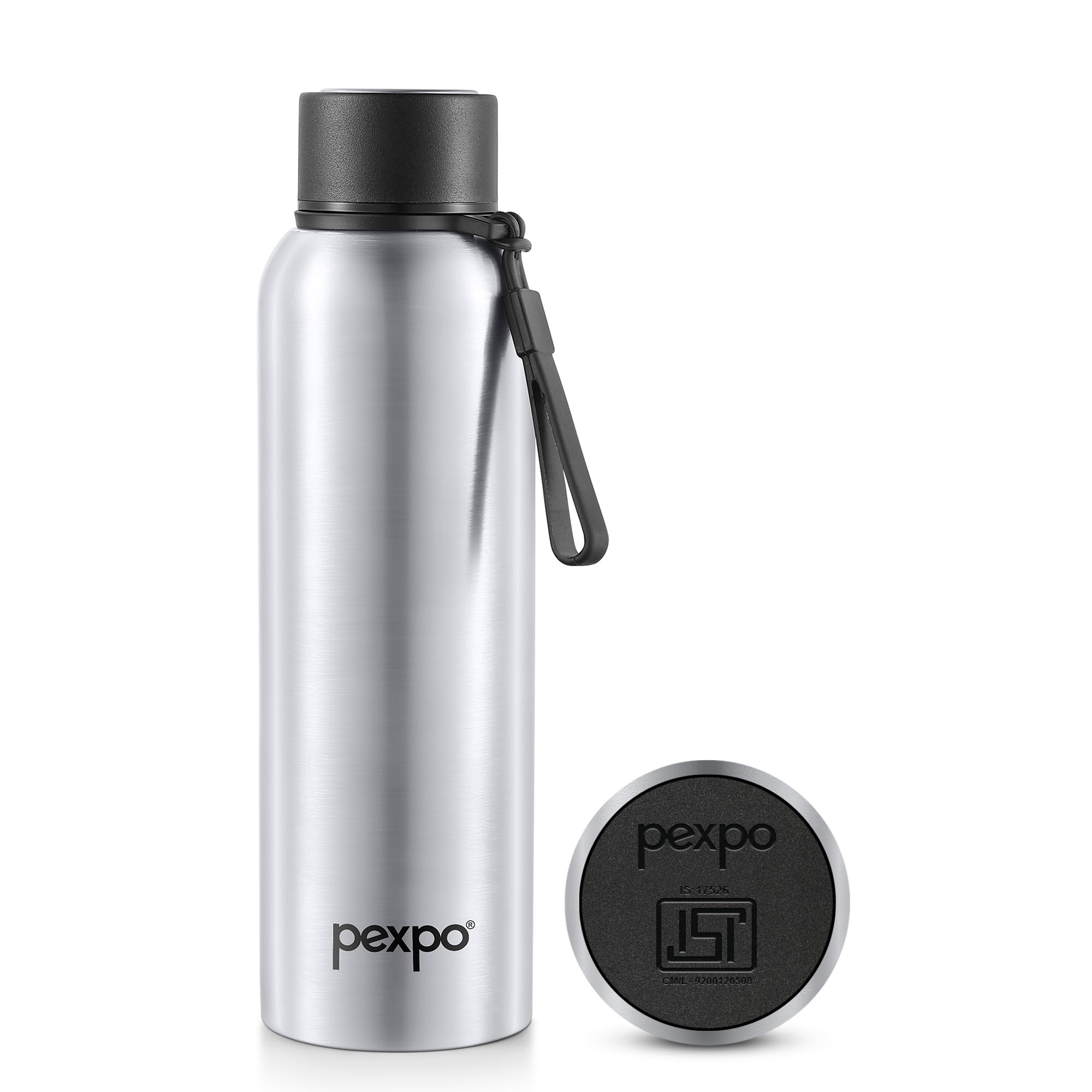 Pexpo Bravo 1000 ISI Certified Stainless Steel Water Bottle - 980ml | Double Wall Vacuum Insulated Flask | Hot & Cold Thermos | Leakproof | Ideal for Home, Office, Gym, Outings - Military Green