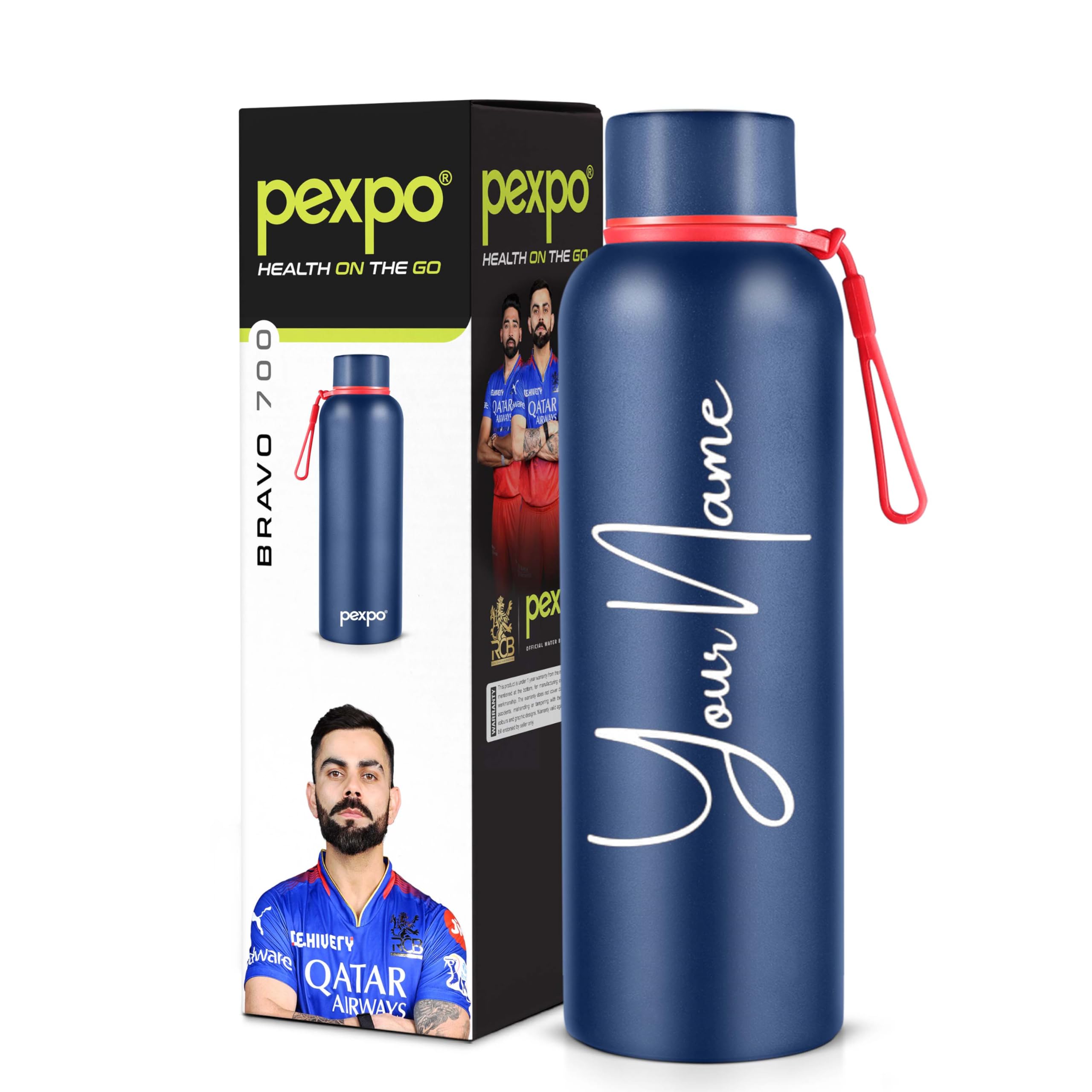 Pexpo Bravo 1000 ISI Certified Stainless Steel Water Bottle - 980ml | Double Wall Vacuum Insulated Flask | Hot & Cold Thermos | Leakproof | Ideal for Home, Office, Gym, Outings - Military Green