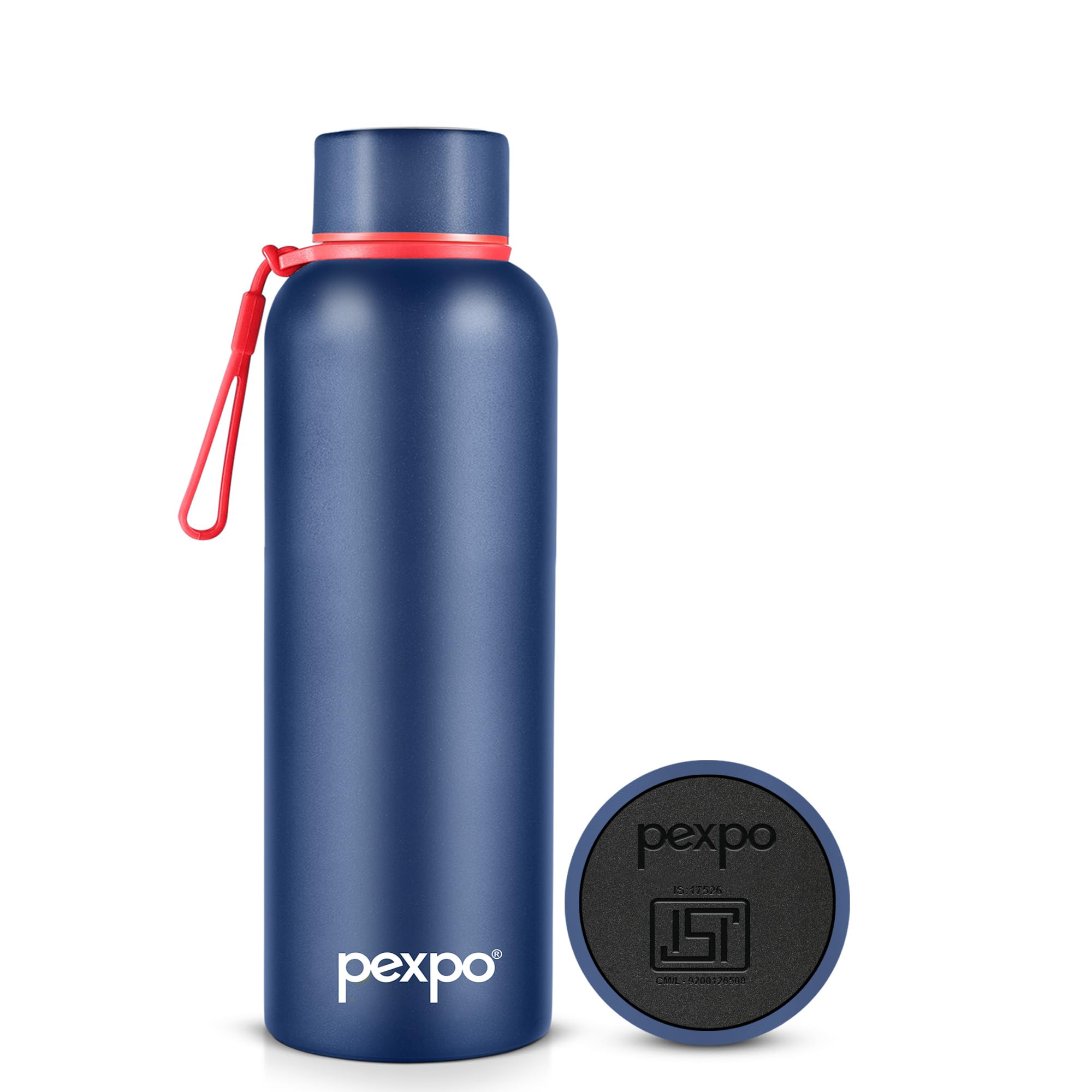 Pexpo Bravo 1000 ISI Certified Stainless Steel Water Bottle - 980ml | Double Wall Vacuum Insulated Flask | Hot & Cold Thermos | Leakproof | Ideal for Home, Office, Gym, Outings - Military Green