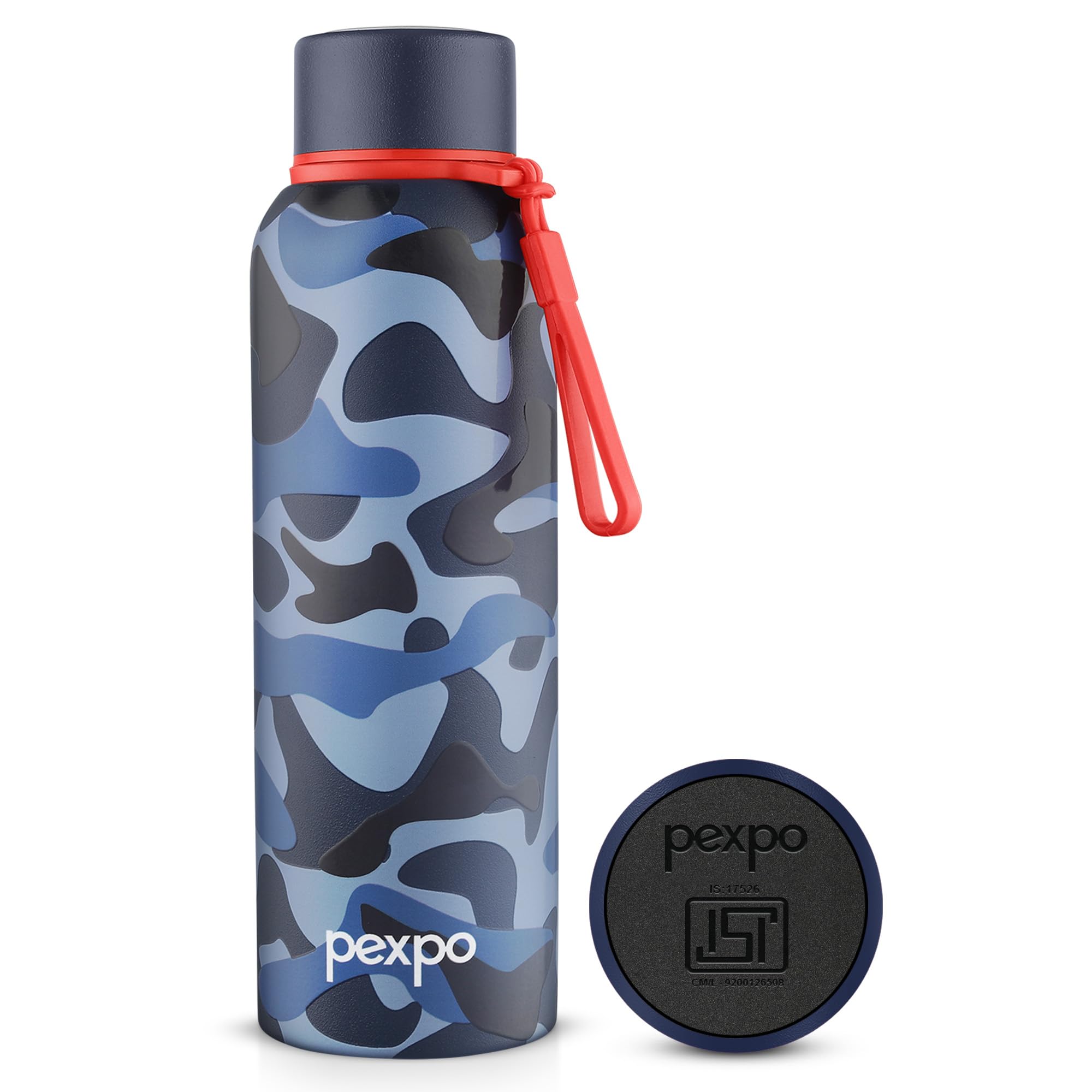 Pexpo Bravo 1000 ISI Certified Stainless Steel Water Bottle - 980ml | Double Wall Vacuum Insulated Flask | Hot & Cold Thermos | Leakproof | Ideal for Home, Office, Gym, Outings - Military Green
