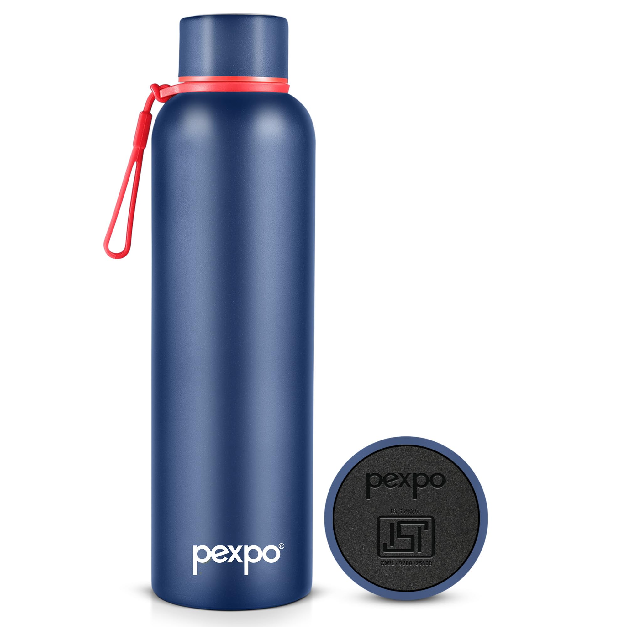 Pexpo Bravo 1000 ISI Certified Stainless Steel Water Bottle - 980ml | Double Wall Vacuum Insulated Flask | Hot & Cold Thermos | Leakproof | Ideal for Home, Office, Gym, Outings - Military Green