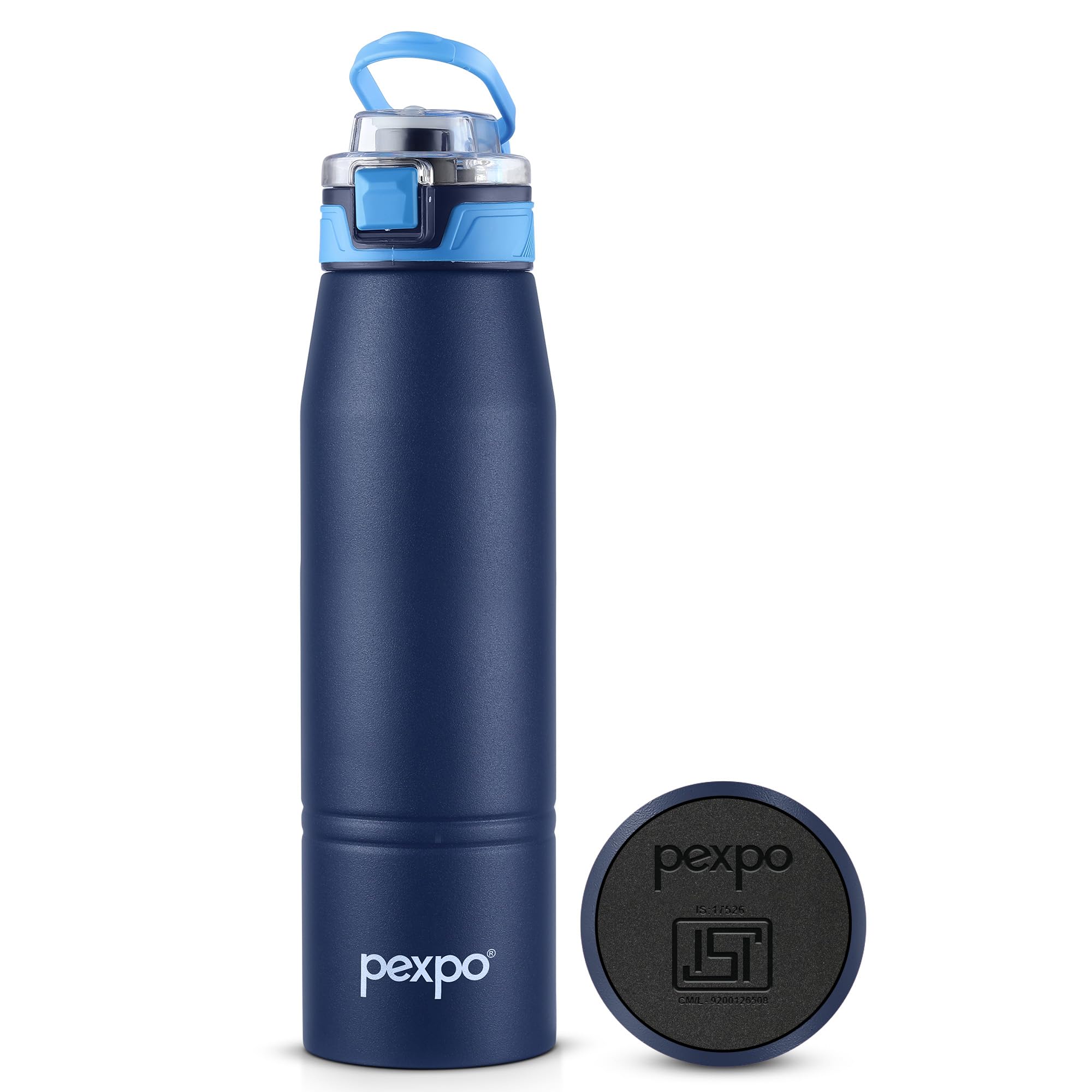 Pexpo Bravo 1000 ISI Certified Stainless Steel Water Bottle - 980ml | Double Wall Vacuum Insulated Flask | Hot & Cold Thermos | Leakproof | Ideal for Home, Office, Gym, Outings - Military Green