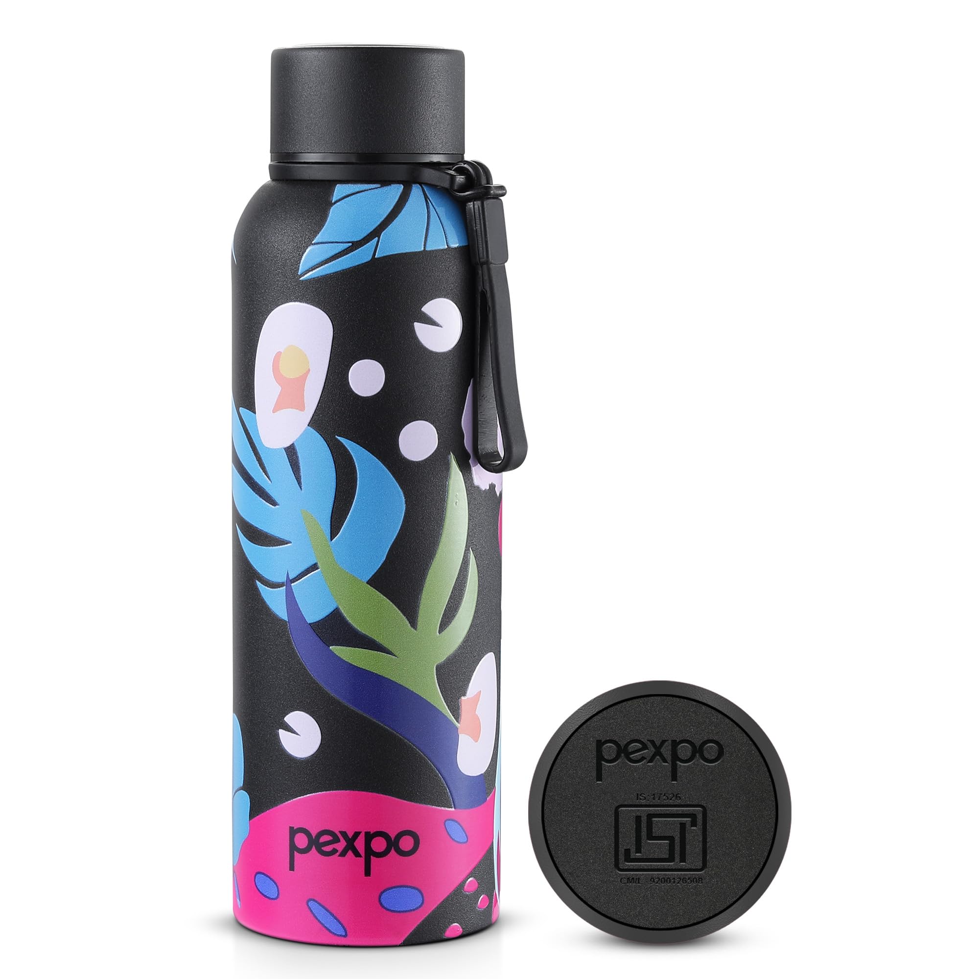 Pexpo Bravo 1000 ISI Certified Stainless Steel Water Bottle - 980ml | Double Wall Vacuum Insulated Flask | Hot & Cold Thermos | Leakproof | Ideal for Home, Office, Gym, Outings - Military Green