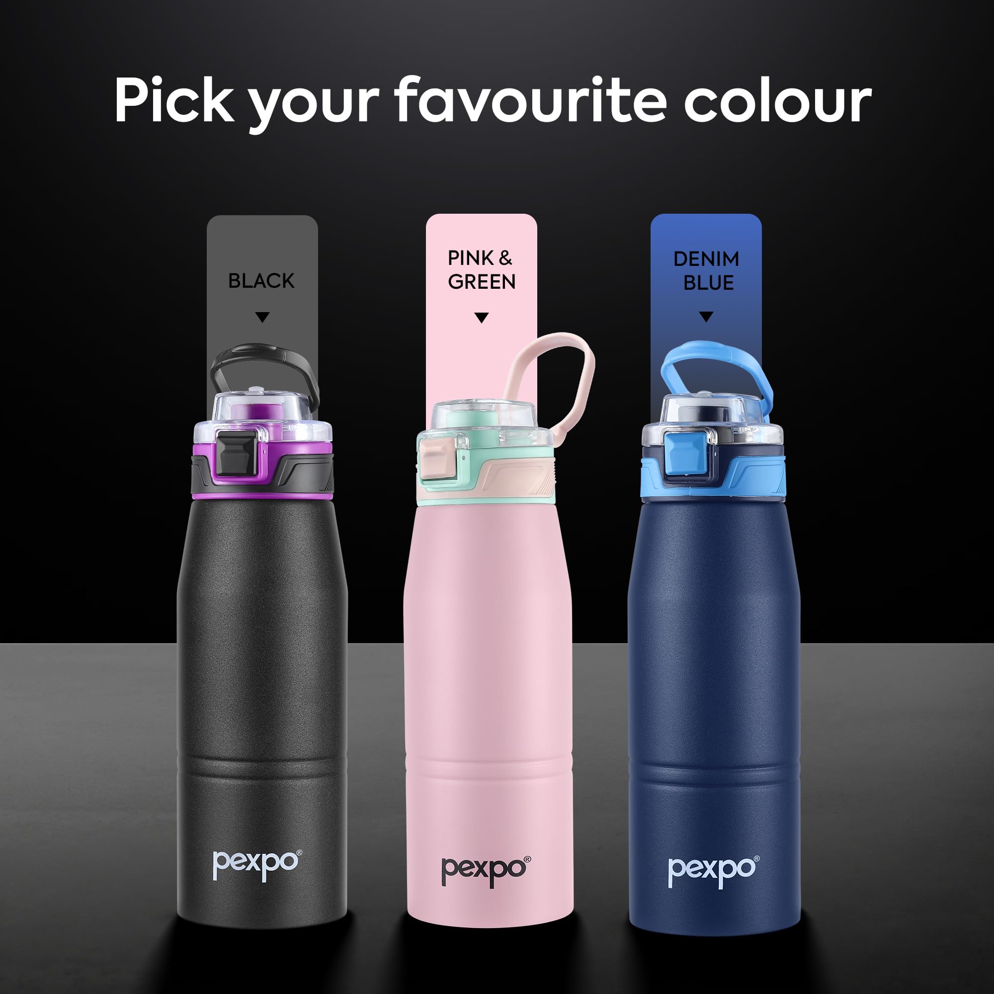 Pexpo Bravo 1000 ISI Certified Stainless Steel Water Bottle - 980ml | Double Wall Vacuum Insulated Flask | Hot & Cold Thermos | Leakproof | Ideal for Home, Office, Gym, Outings - Military Green