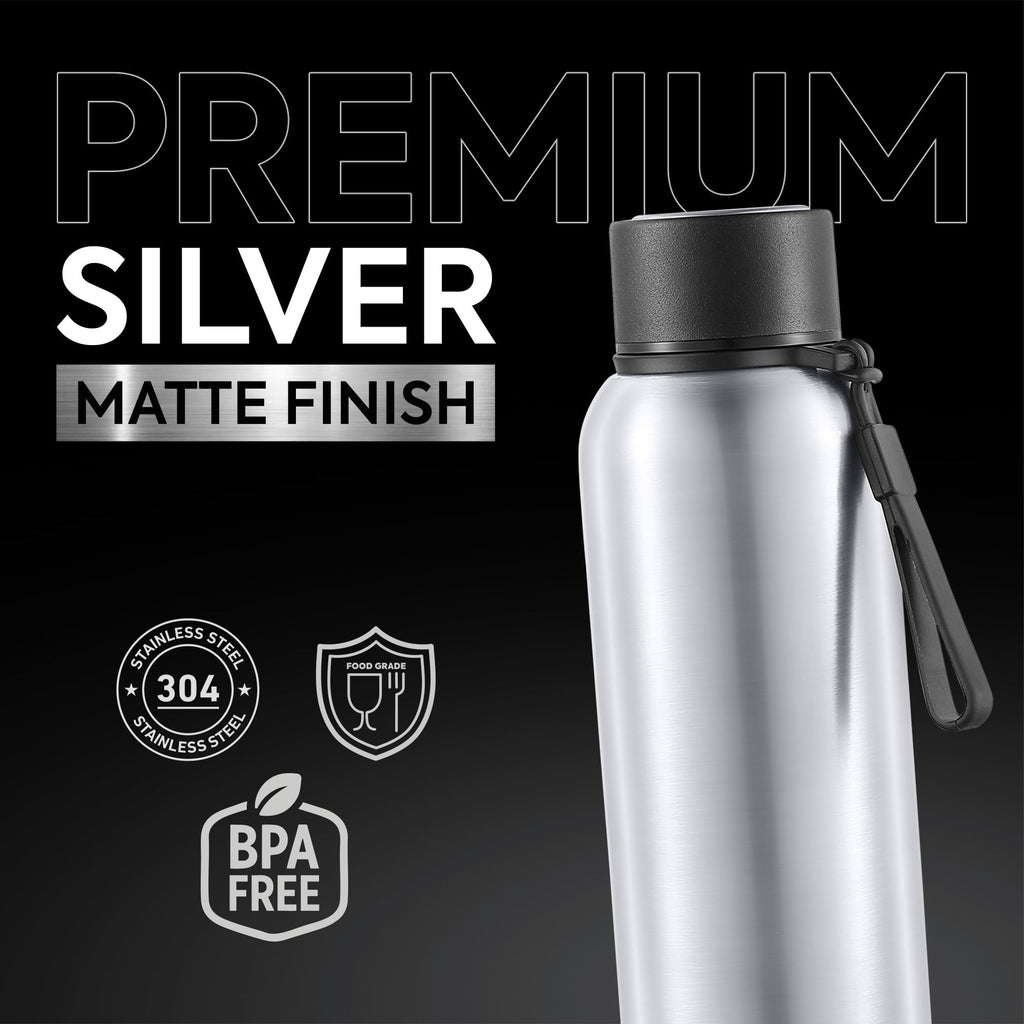 Pexpo Bravo 1000 ISI Certified Stainless Steel Water Bottle - 980ml | Double Wall Vacuum Insulated Flask | Hot & Cold Thermos | Leakproof | Ideal for Home, Office, Gym, Outings - Military Green