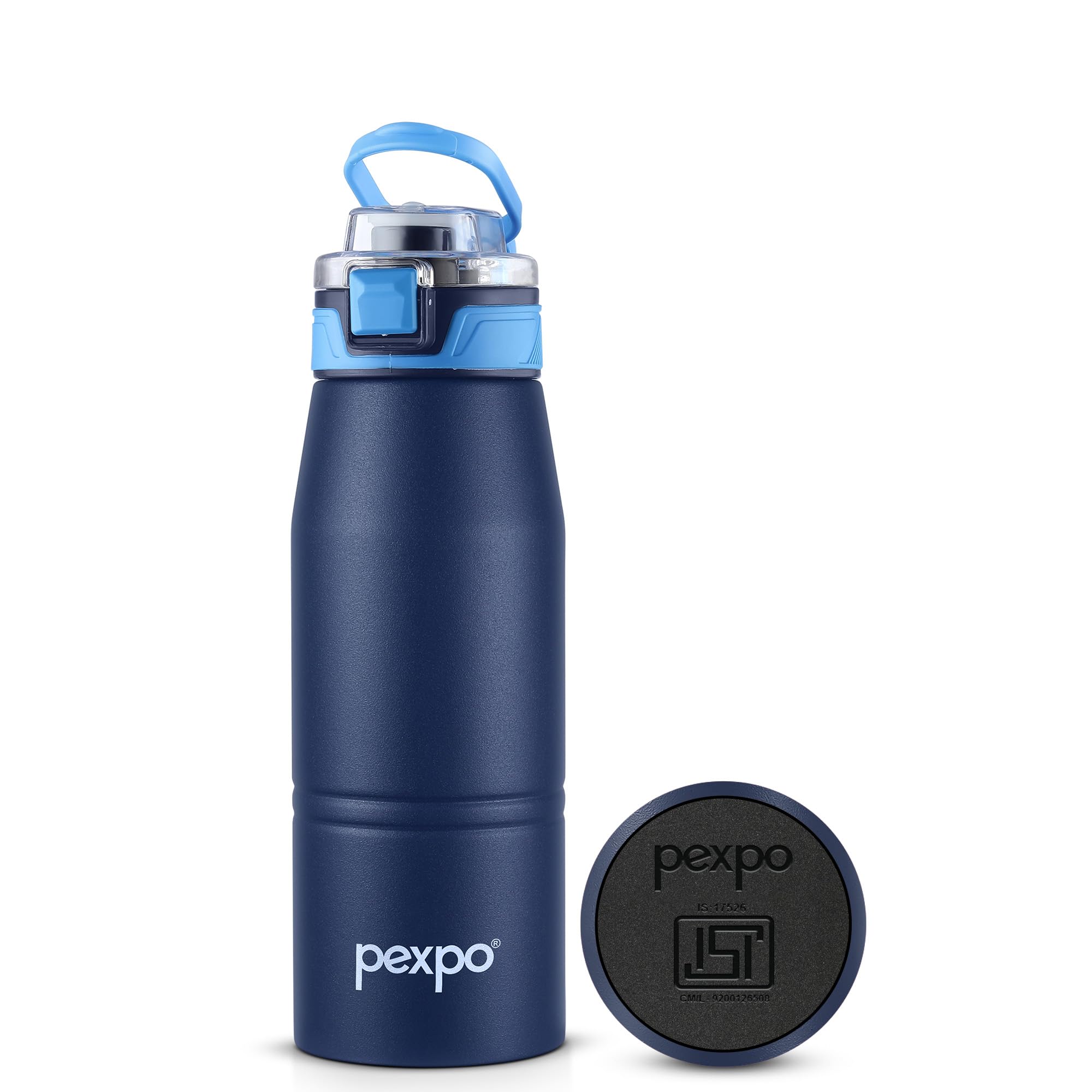 Pexpo Bravo 1000 ISI Certified Stainless Steel Water Bottle - 980ml | Double Wall Vacuum Insulated Flask | Hot & Cold Thermos | Leakproof | Ideal for Home, Office, Gym, Outings - Military Green