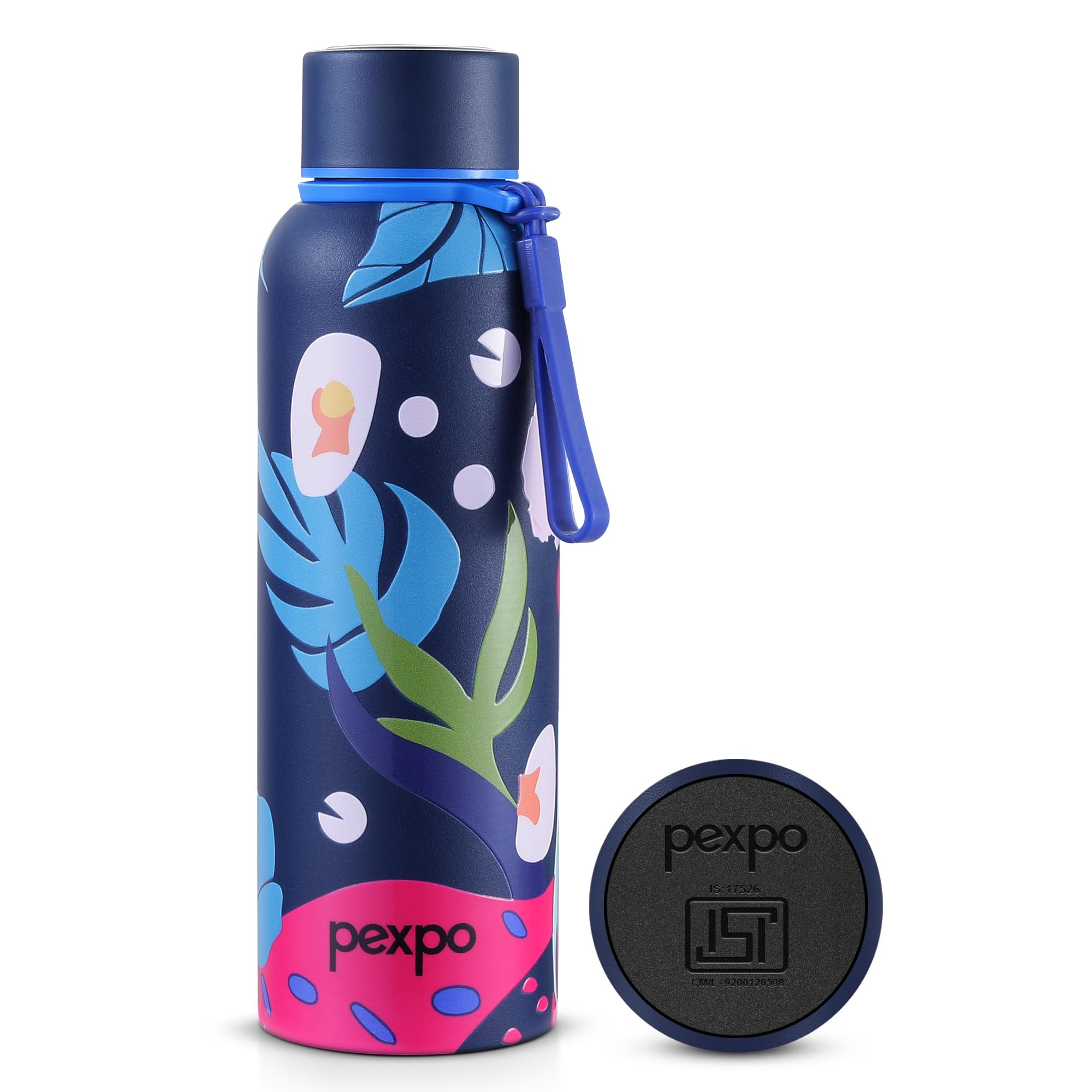 Pexpo Bravo 1000 ISI Certified Stainless Steel Water Bottle - 980ml | Double Wall Vacuum Insulated Flask | Hot & Cold Thermos | Leakproof | Ideal for Home, Office, Gym, Outings - Military Green