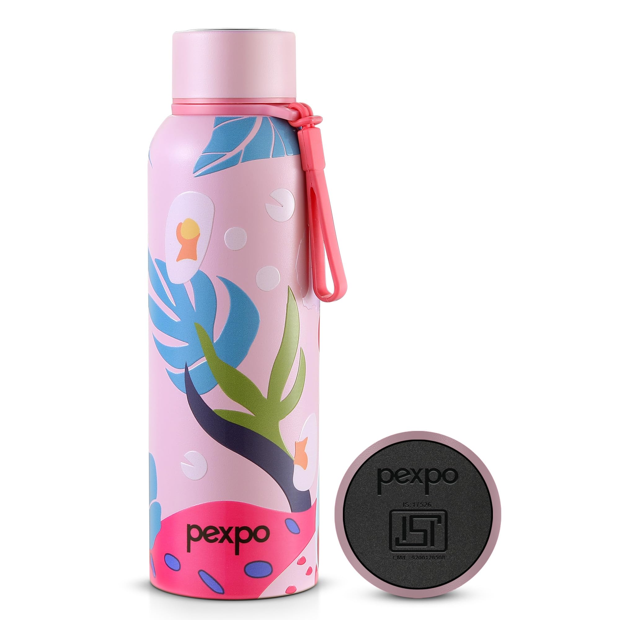 Pexpo Bravo 1000 ISI Certified Stainless Steel Water Bottle - 980ml | Double Wall Vacuum Insulated Flask | Hot & Cold Thermos | Leakproof | Ideal for Home, Office, Gym, Outings - Military Green