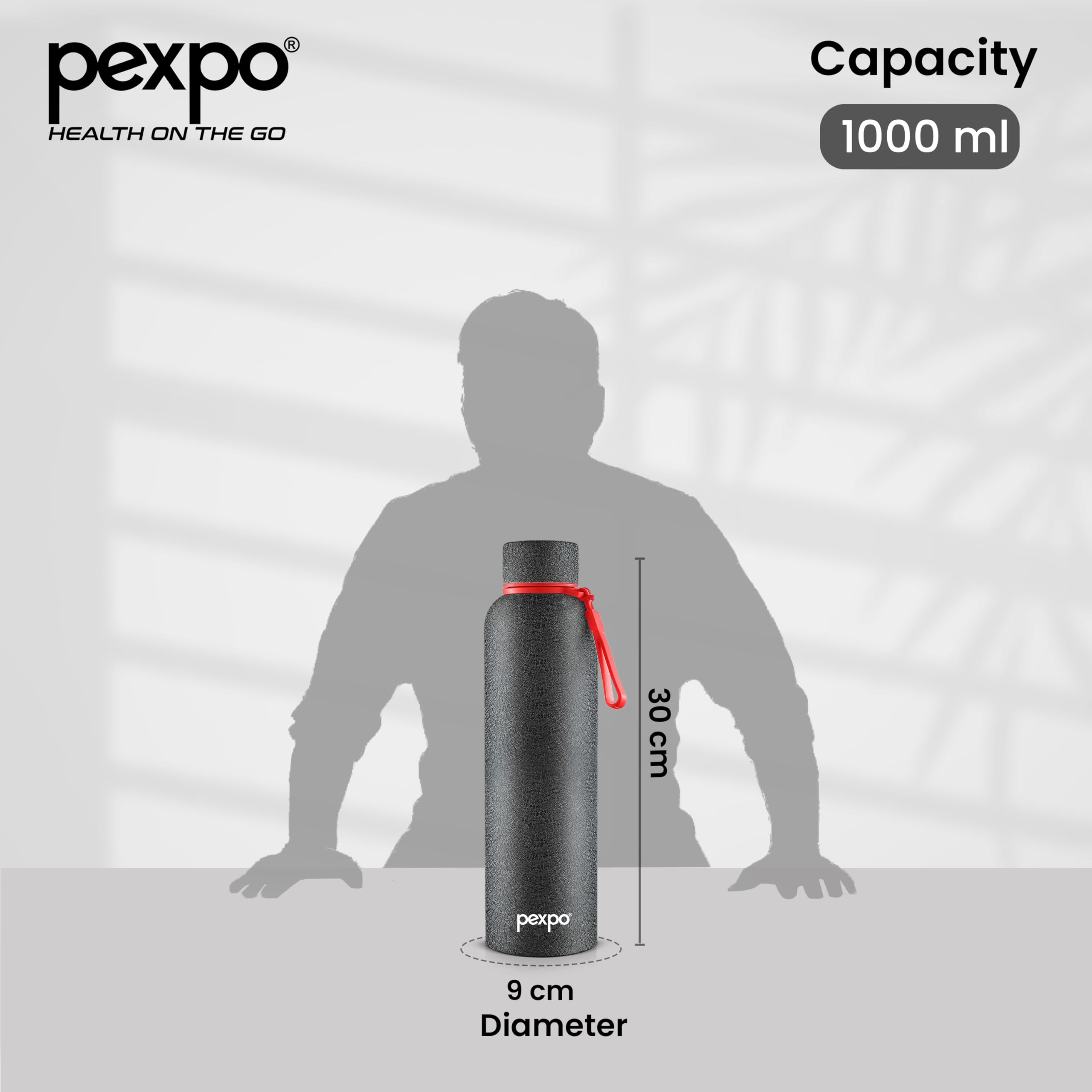 Pexpo Bravo 1000 ISI Certified Stainless Steel Water Bottle - 980ml | Double Wall Vacuum Insulated Flask | Hot & Cold Thermos | Leakproof | Ideal for Home, Office, Gym, Outings - Military Green