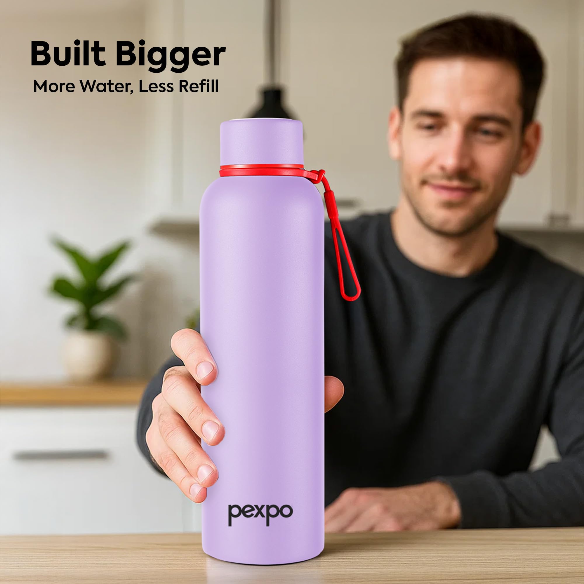 Pexpo Bravo 1000 ISI Certified Stainless Steel Water Bottle - 980ml | Double Wall Vacuum Insulated Flask | Hot & Cold Thermos | Leakproof | Ideal for Home, Office, Gym, Outings - Military Green