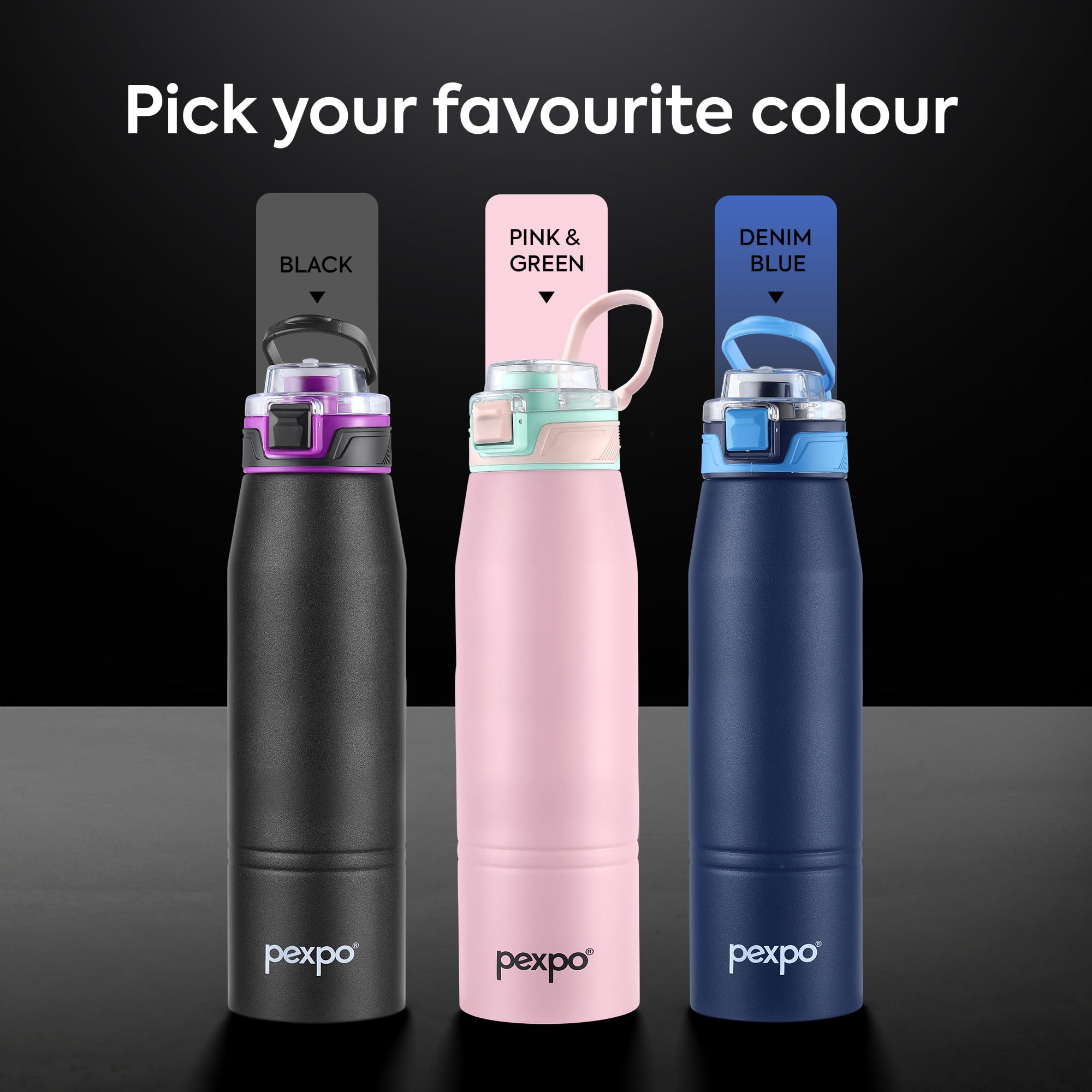 Pexpo Bravo 1000 ISI Certified Stainless Steel Water Bottle - 980ml | Double Wall Vacuum Insulated Flask | Hot & Cold Thermos | Leakproof | Ideal for Home, Office, Gym, Outings - Military Green