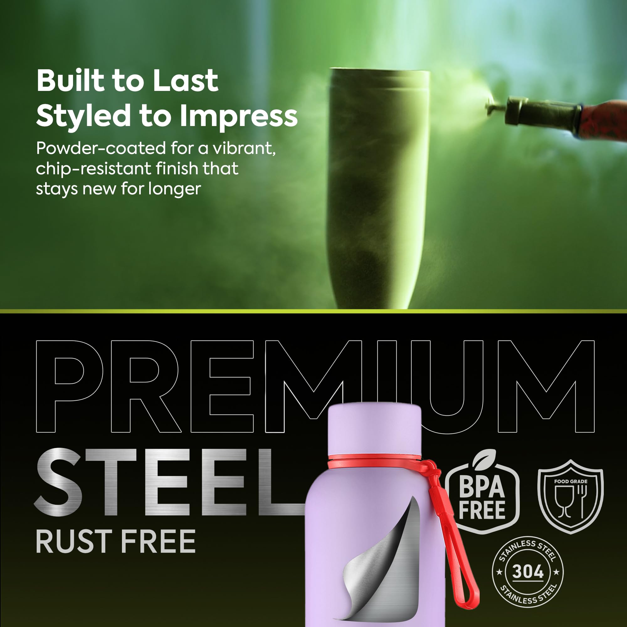 Pexpo Bravo 1000 ISI Certified Stainless Steel Water Bottle - 980ml | Double Wall Vacuum Insulated Flask | Hot & Cold Thermos | Leakproof | Ideal for Home, Office, Gym, Outings - Military Green
