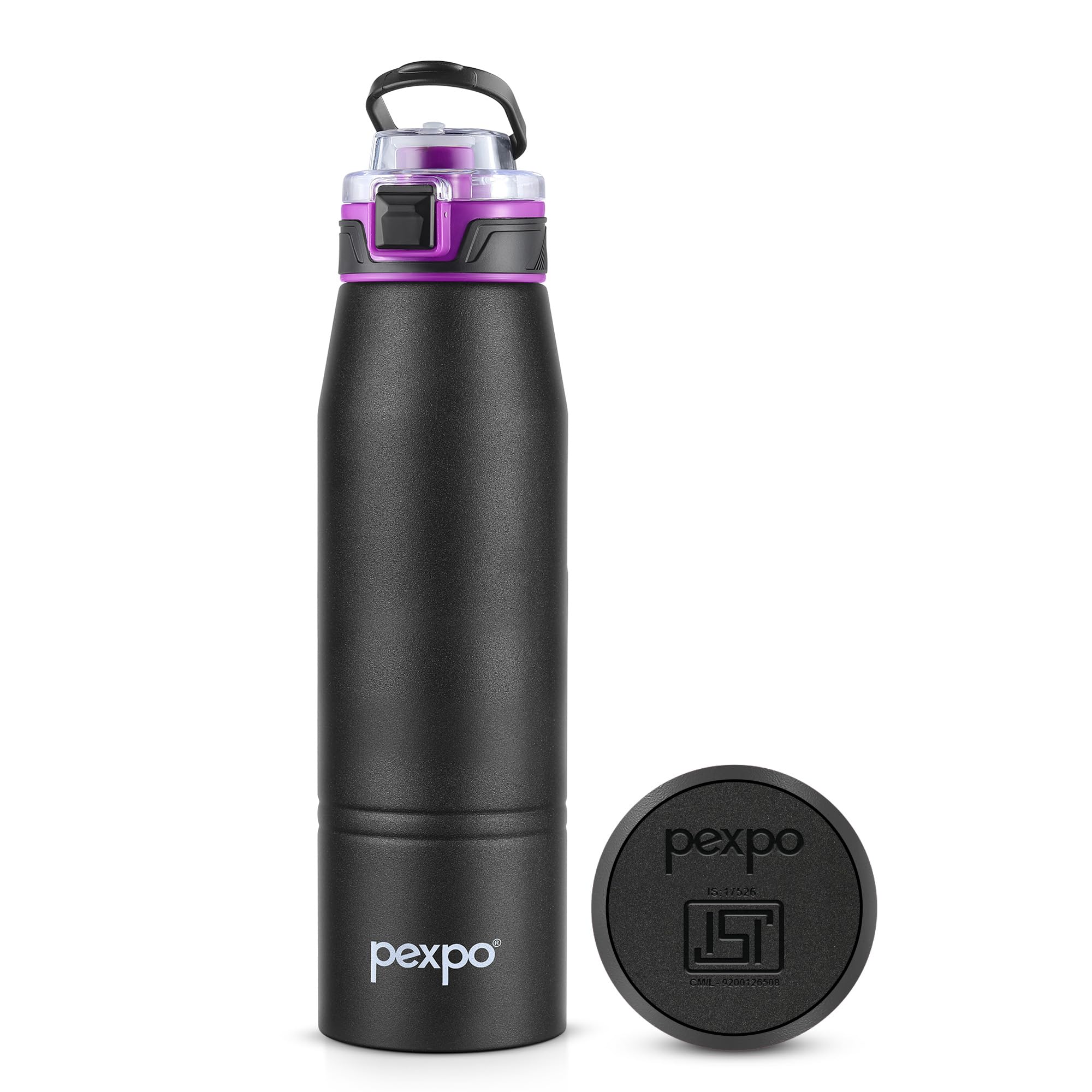 Pexpo Bravo 1000 ISI Certified Stainless Steel Water Bottle - 980ml | Double Wall Vacuum Insulated Flask | Hot & Cold Thermos | Leakproof | Ideal for Home, Office, Gym, Outings - Military Green