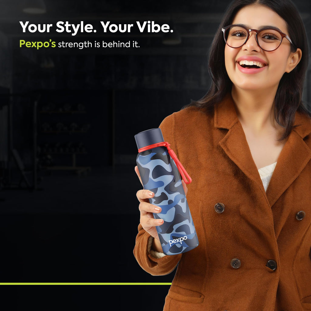 Pexpo Bravo 1000 ISI Certified Stainless Steel Water Bottle - 980ml | Double Wall Vacuum Insulated Flask | Hot & Cold Thermos | Leakproof | Ideal for Home, Office, Gym, Outings - Military Green
