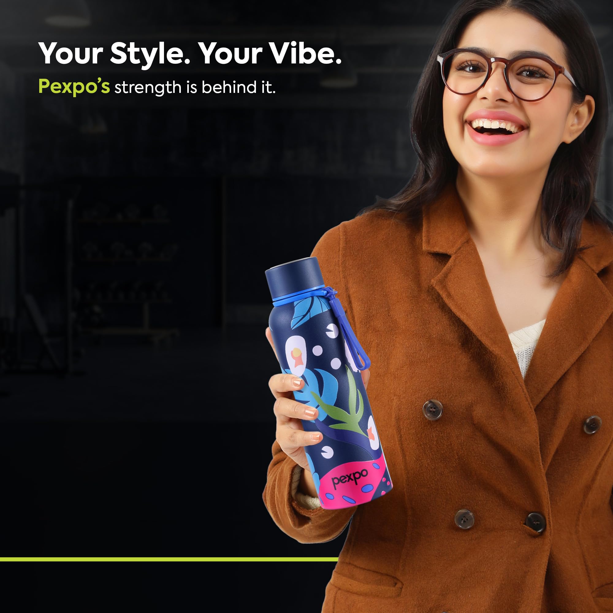 Pexpo Bravo 1000 ISI Certified Stainless Steel Water Bottle - 980ml | Double Wall Vacuum Insulated Flask | Hot & Cold Thermos | Leakproof | Ideal for Home, Office, Gym, Outings - Military Green