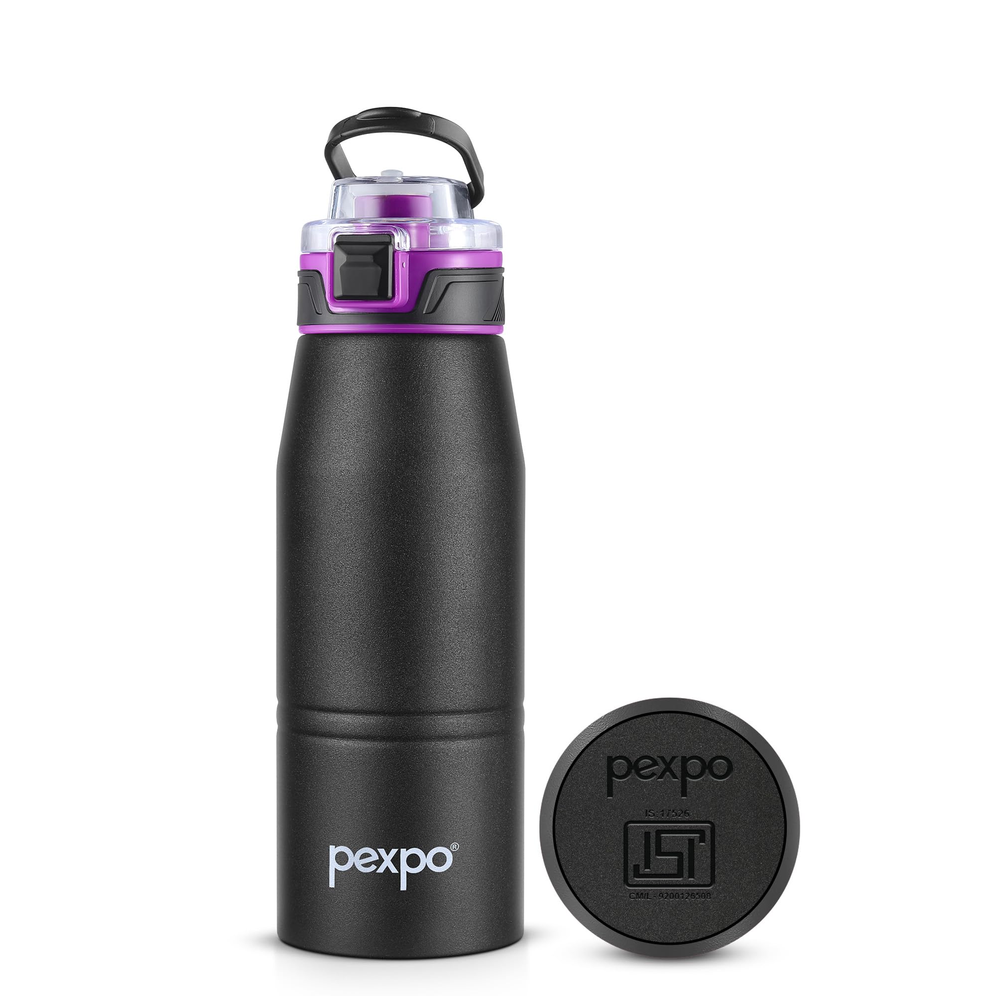 Pexpo Bravo 1000 ISI Certified Stainless Steel Water Bottle - 980ml | Double Wall Vacuum Insulated Flask | Hot & Cold Thermos | Leakproof | Ideal for Home, Office, Gym, Outings - Military Green
