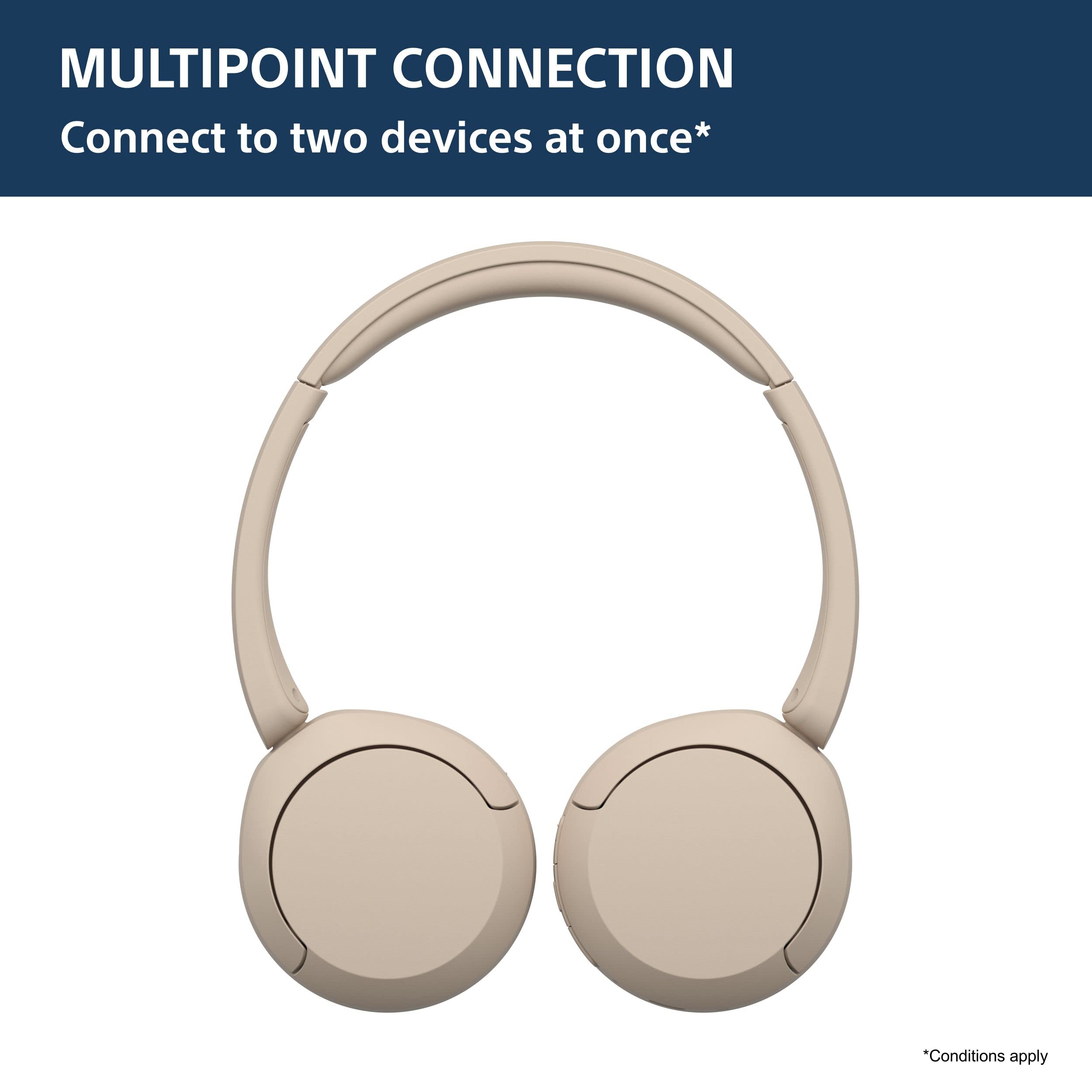 Sony WH-CH520 Wireless Bluetooth Headphones On Ear with Mic, Up to 50Hrs Battery, Quick Charge, DSEE Upscale, Multipoint Connectivity, Voice Assistant, Customized EQ-Blue