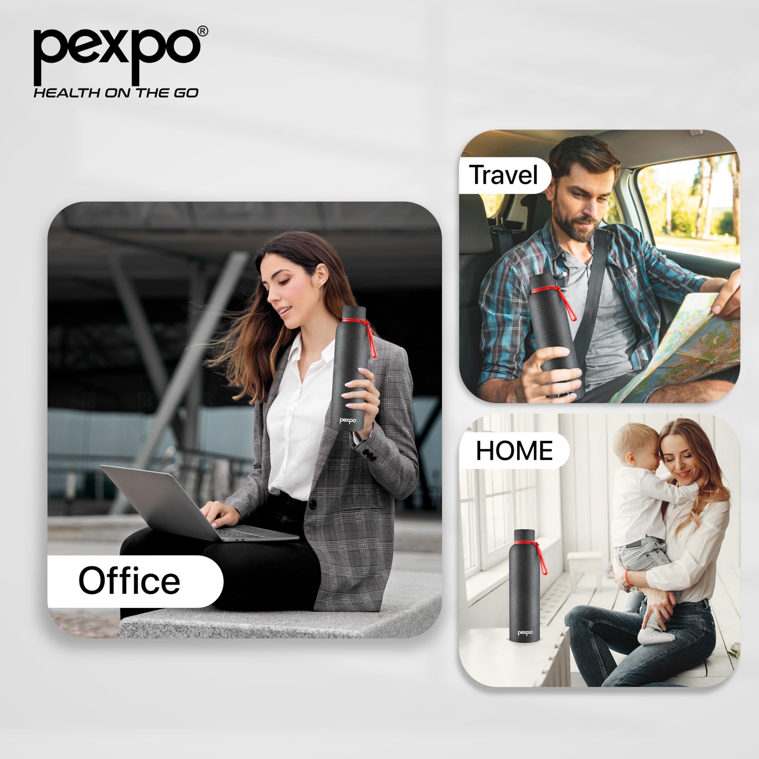 Pexpo Bravo 1000 ISI Certified Stainless Steel Water Bottle - 980ml | Double Wall Vacuum Insulated Flask | Hot & Cold Thermos | Leakproof | Ideal for Home, Office, Gym, Outings - Military Green