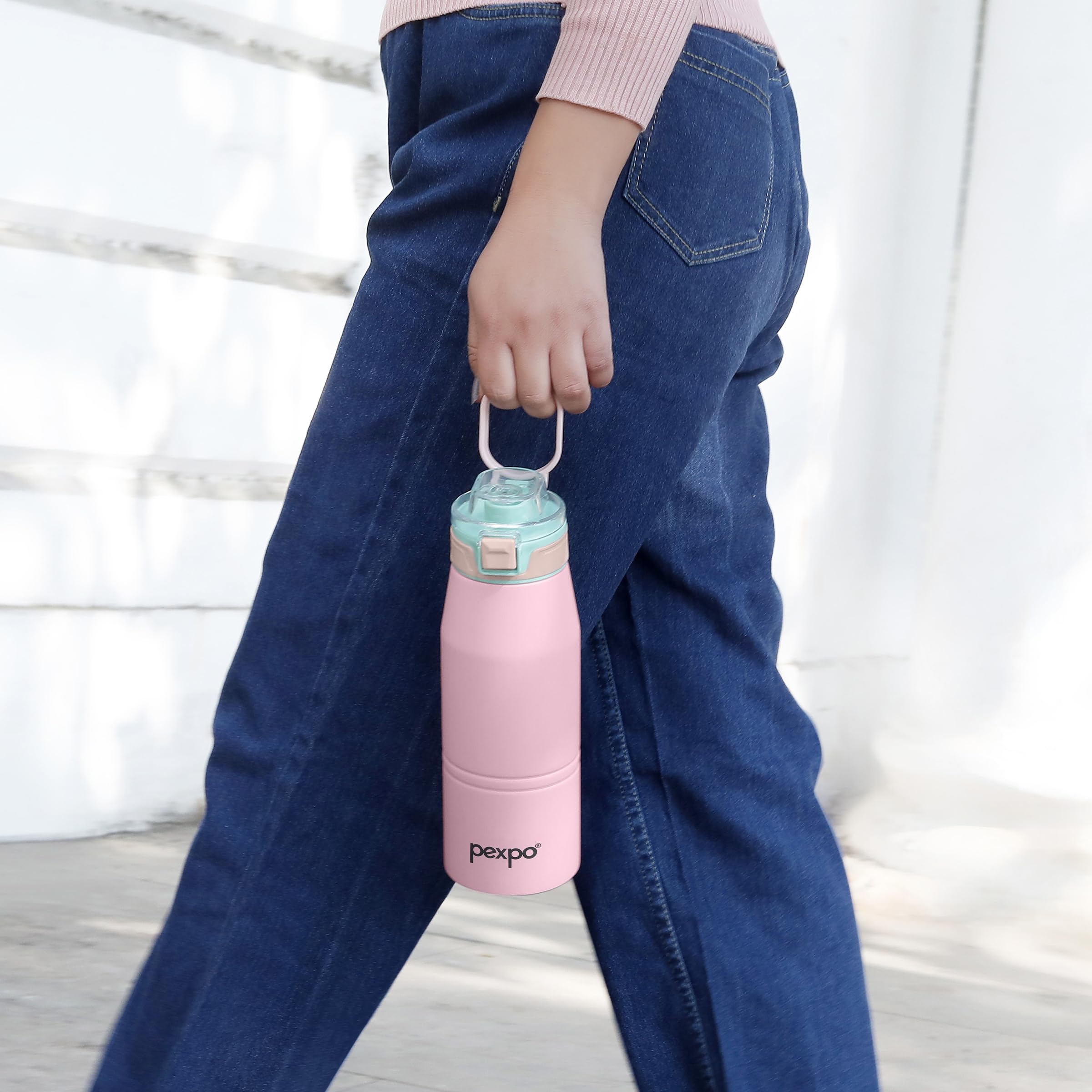 Pexpo Bravo 1000 ISI Certified Stainless Steel Water Bottle - 980ml | Double Wall Vacuum Insulated Flask | Hot & Cold Thermos | Leakproof | Ideal for Home, Office, Gym, Outings - Military Green