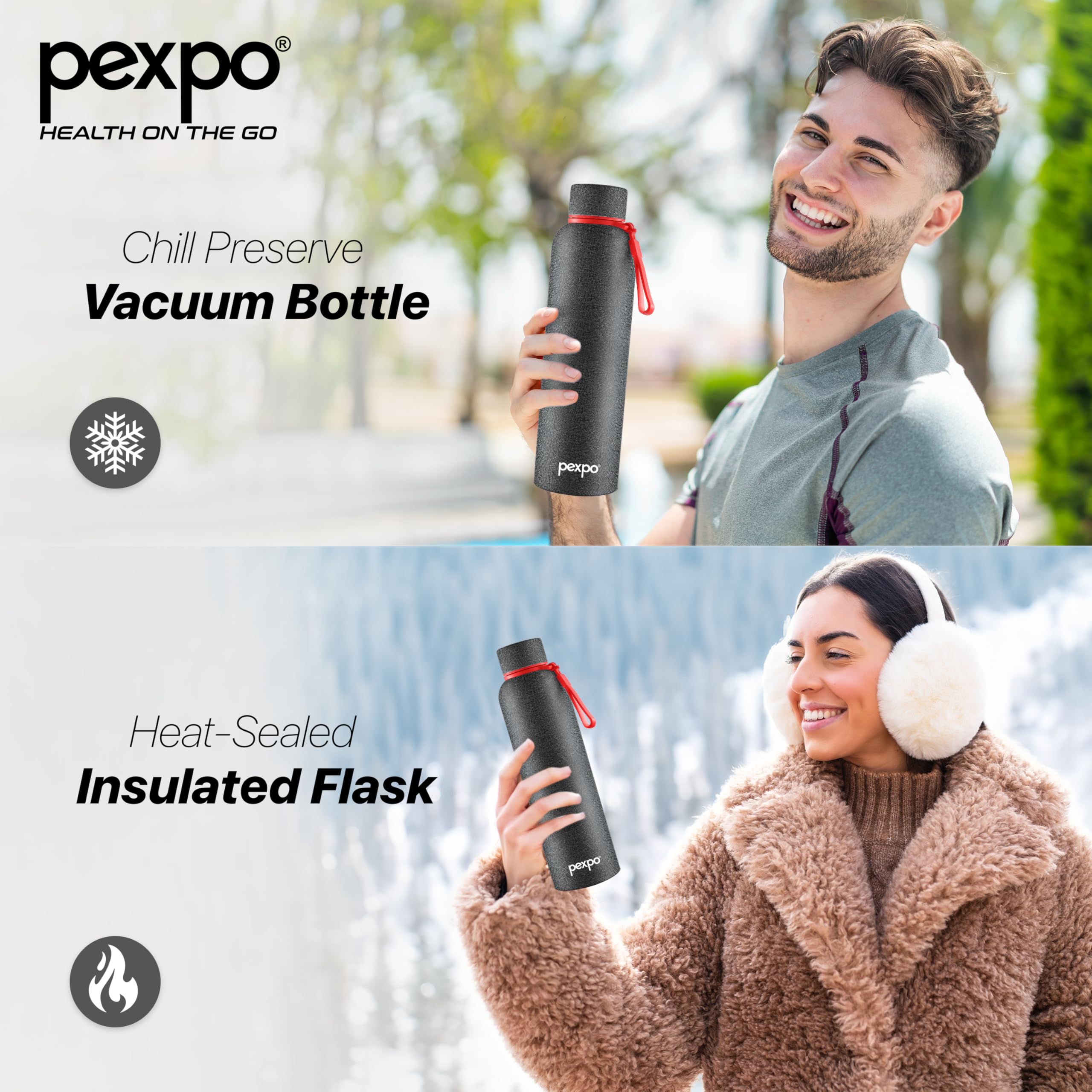 Pexpo Bravo 1000 ISI Certified Stainless Steel Water Bottle - 980ml | Double Wall Vacuum Insulated Flask | Hot & Cold Thermos | Leakproof | Ideal for Home, Office, Gym, Outings - Military Green