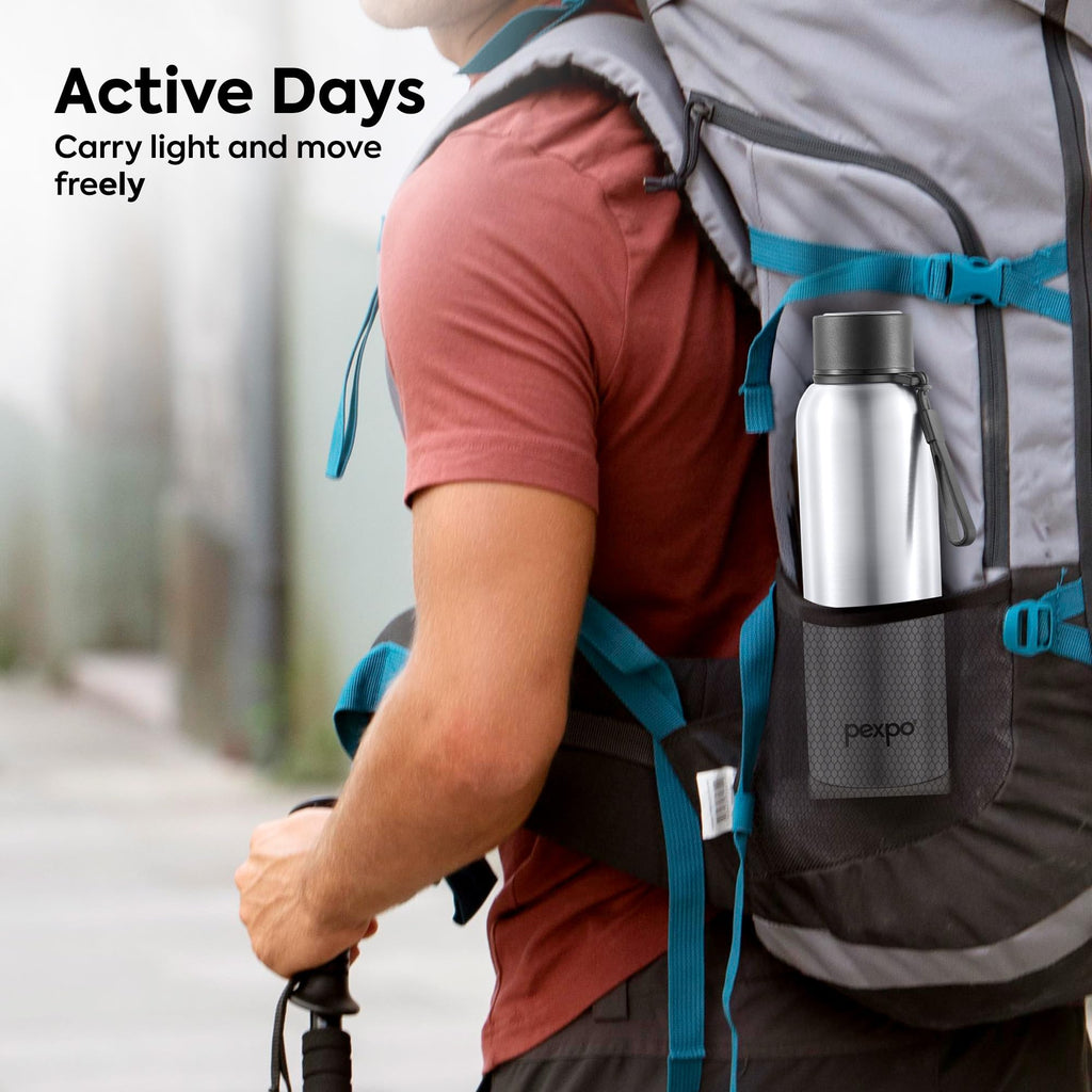 Pexpo Bravo 1000 ISI Certified Stainless Steel Water Bottle - 980ml | Double Wall Vacuum Insulated Flask | Hot & Cold Thermos | Leakproof | Ideal for Home, Office, Gym, Outings - Military Green
