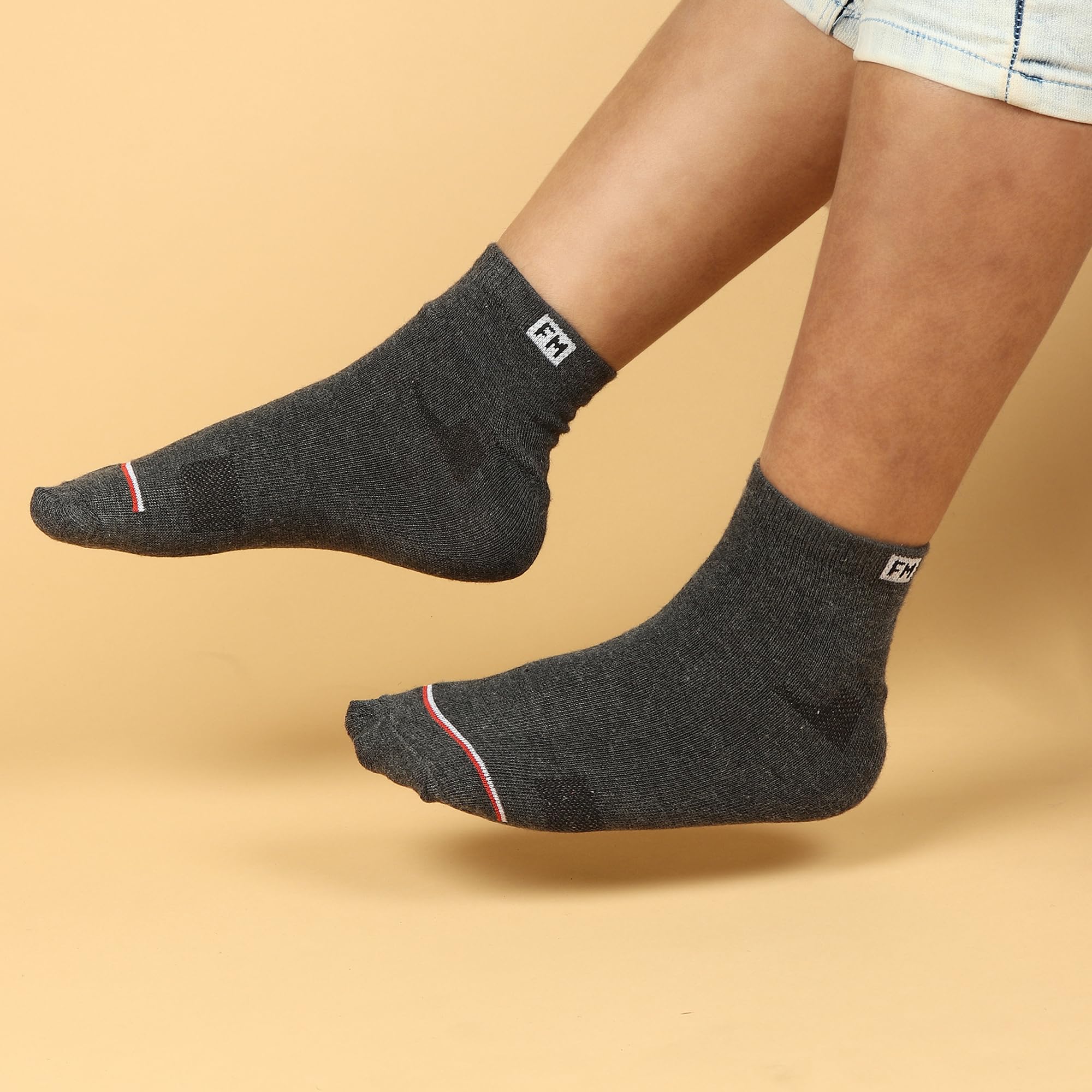 Fitness Mantra® 12 Pairs Sports Ankle Cotton Socks | Free Size| Breathable| Daily Use| Multicolor| 12 Pairs|