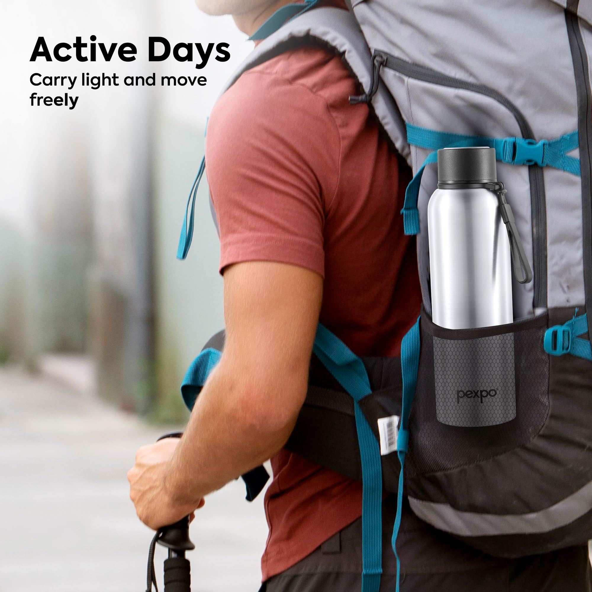 Pexpo Bravo 1000 ISI Certified Stainless Steel Water Bottle - 980ml | Double Wall Vacuum Insulated Flask | Hot & Cold Thermos | Leakproof | Ideal for Home, Office, Gym, Outings - Military Green