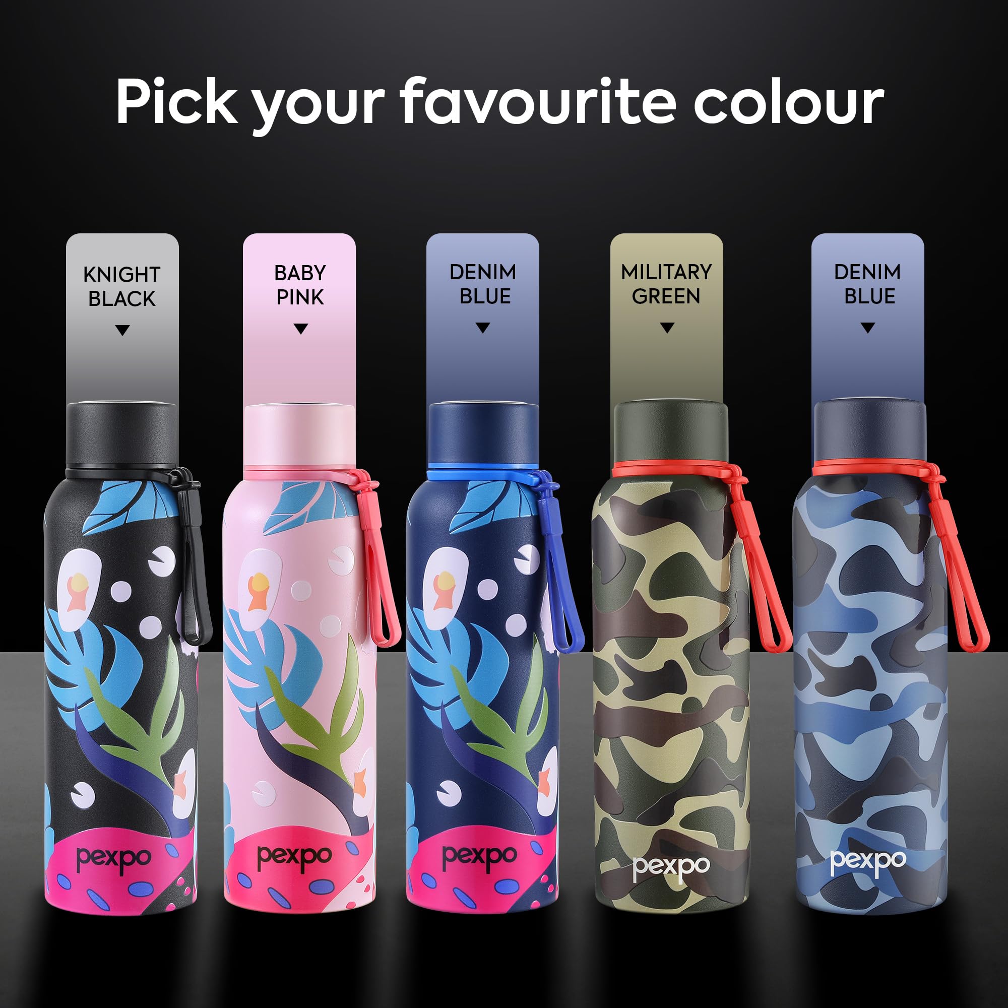 Pexpo Bravo 1000 ISI Certified Stainless Steel Water Bottle - 980ml | Double Wall Vacuum Insulated Flask | Hot & Cold Thermos | Leakproof | Ideal for Home, Office, Gym, Outings - Military Green