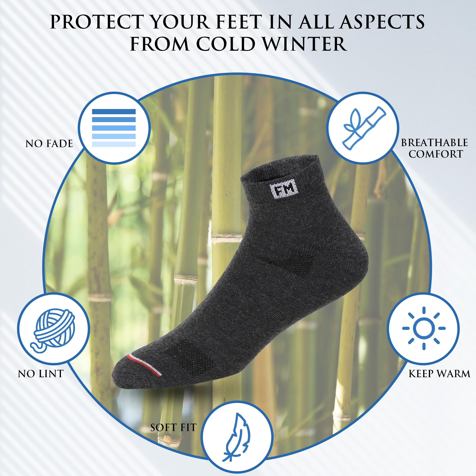 Fitness Mantra® 12 Pairs Sports Ankle Cotton Socks | Free Size| Breathable| Daily Use| Multicolor| 12 Pairs|