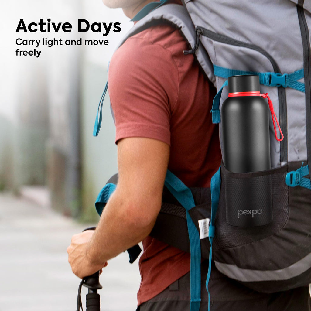 Pexpo Bravo 1000 ISI Certified Stainless Steel Water Bottle - 980ml | Double Wall Vacuum Insulated Flask | Hot & Cold Thermos | Leakproof | Ideal for Home, Office, Gym, Outings - Military Green