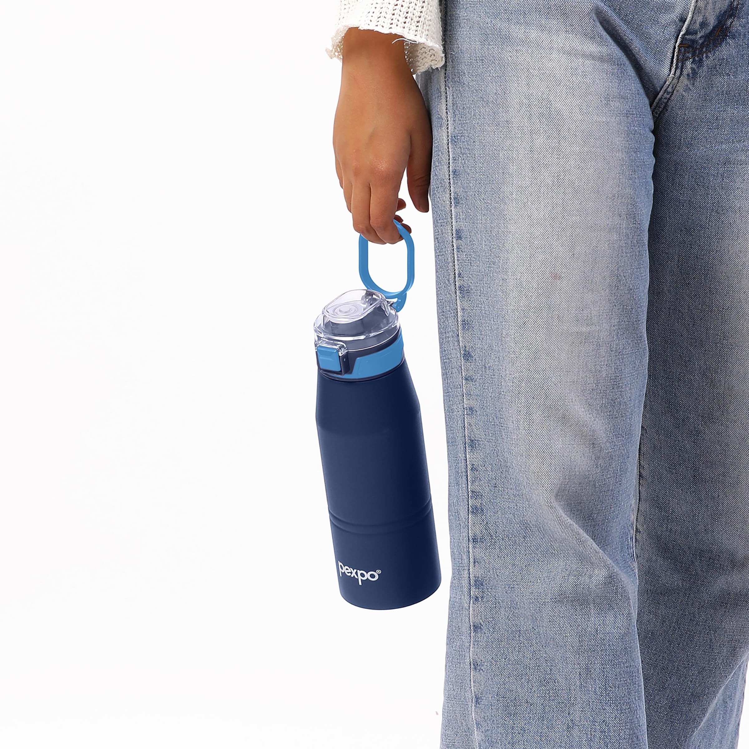 Pexpo Bravo 1000 ISI Certified Stainless Steel Water Bottle - 980ml | Double Wall Vacuum Insulated Flask | Hot & Cold Thermos | Leakproof | Ideal for Home, Office, Gym, Outings - Military Green