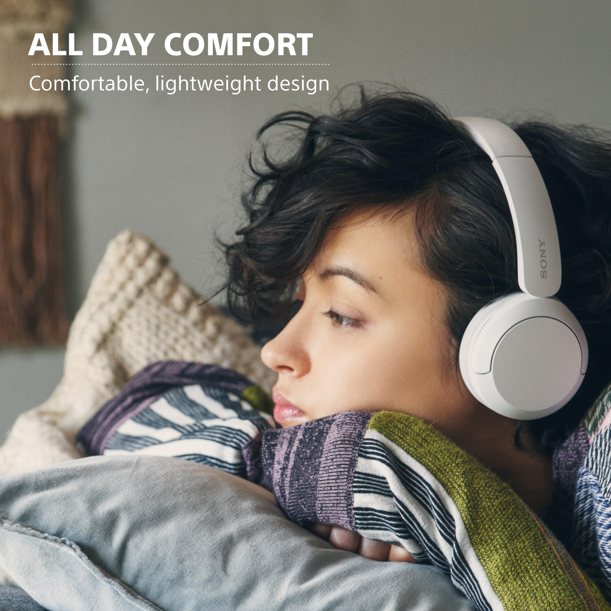 Sony WH-CH520 Wireless Bluetooth Headphones On Ear with Mic, Up to 50Hrs Battery, Quick Charge, DSEE Upscale, Multipoint Connectivity, Voice Assistant, Customized EQ-Blue